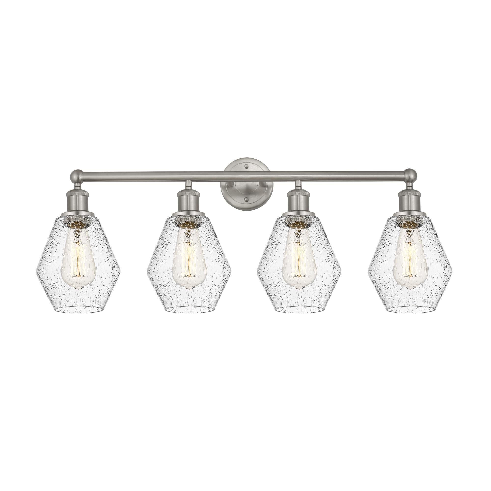 Shown in Brushed Satin Nickel, Seedy finish and Seedy glass and Seedy Glass shade