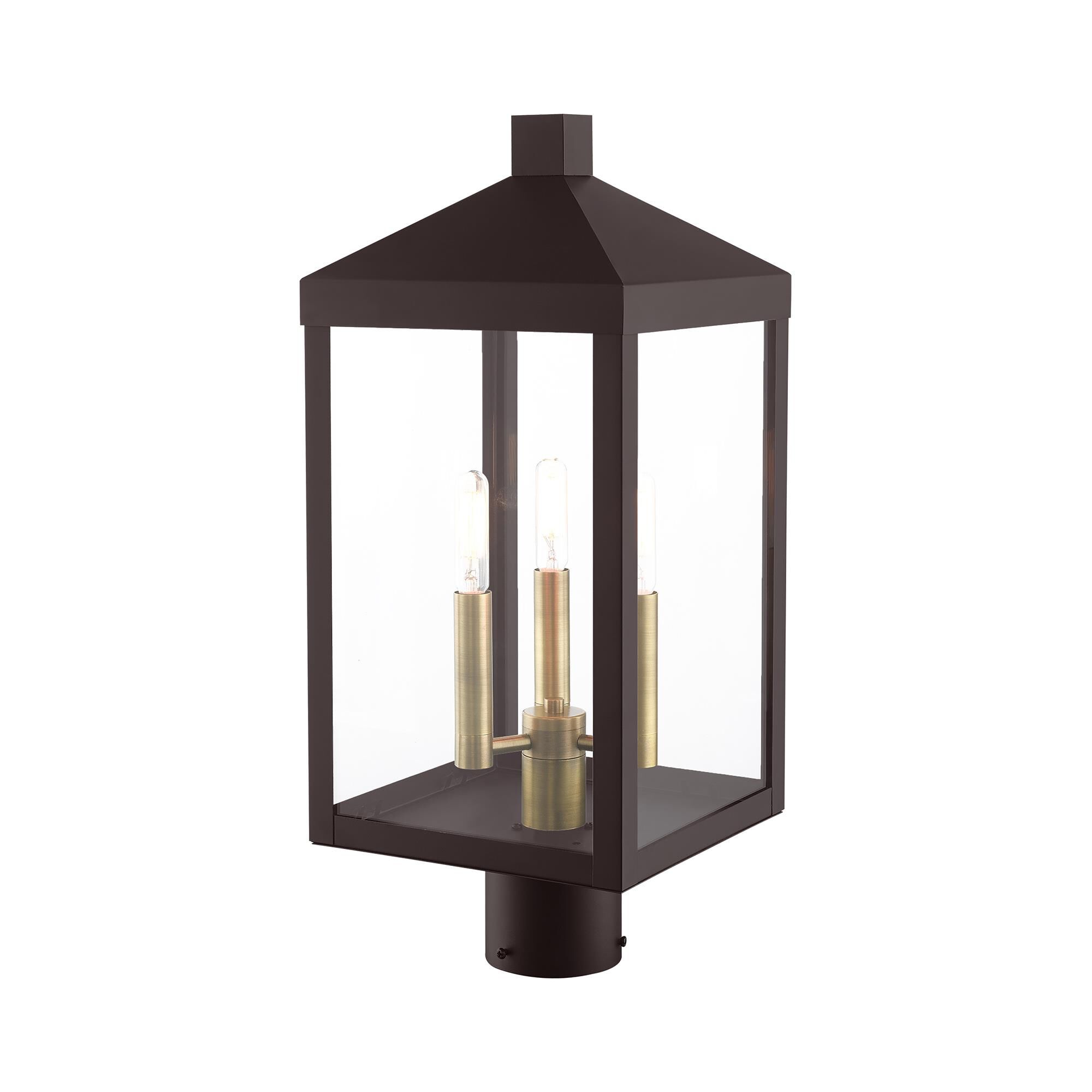 Nyack 19 Inch Tall 3 Light Outdoor Post Lamp by Livex Lighting