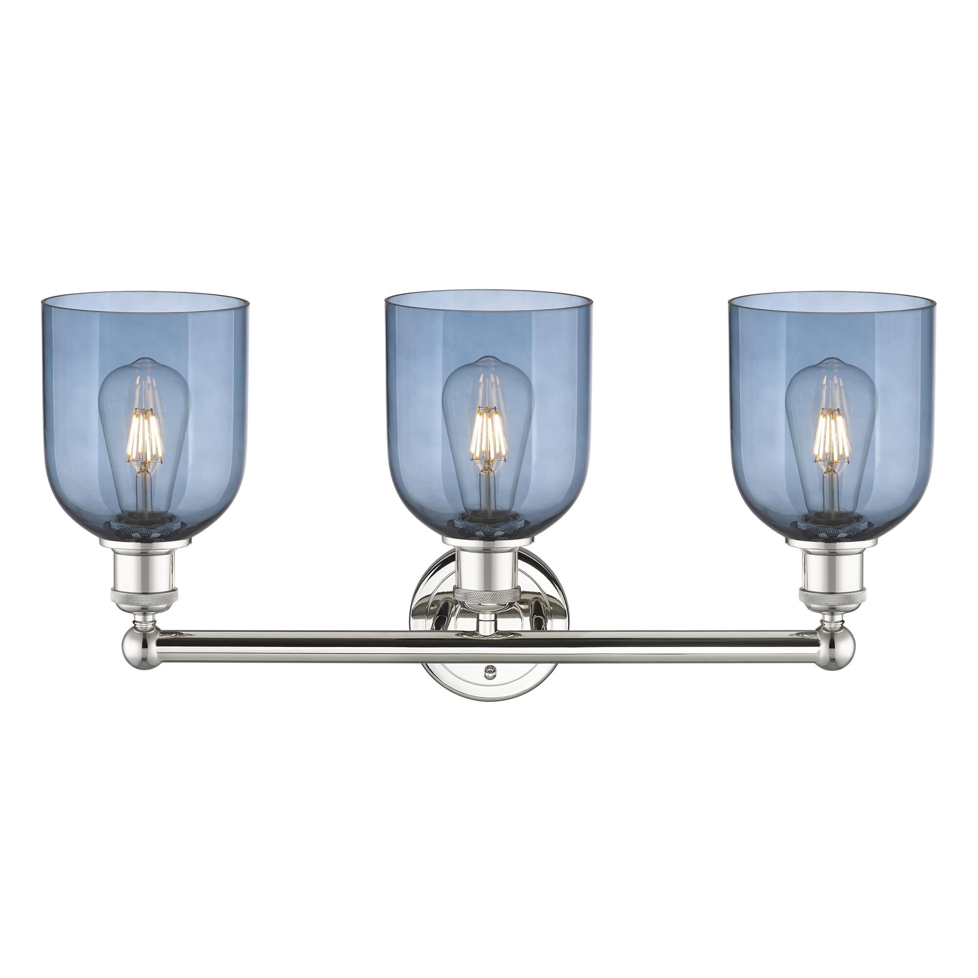 Shown in Polished Nickel finish and Princess Blue glass