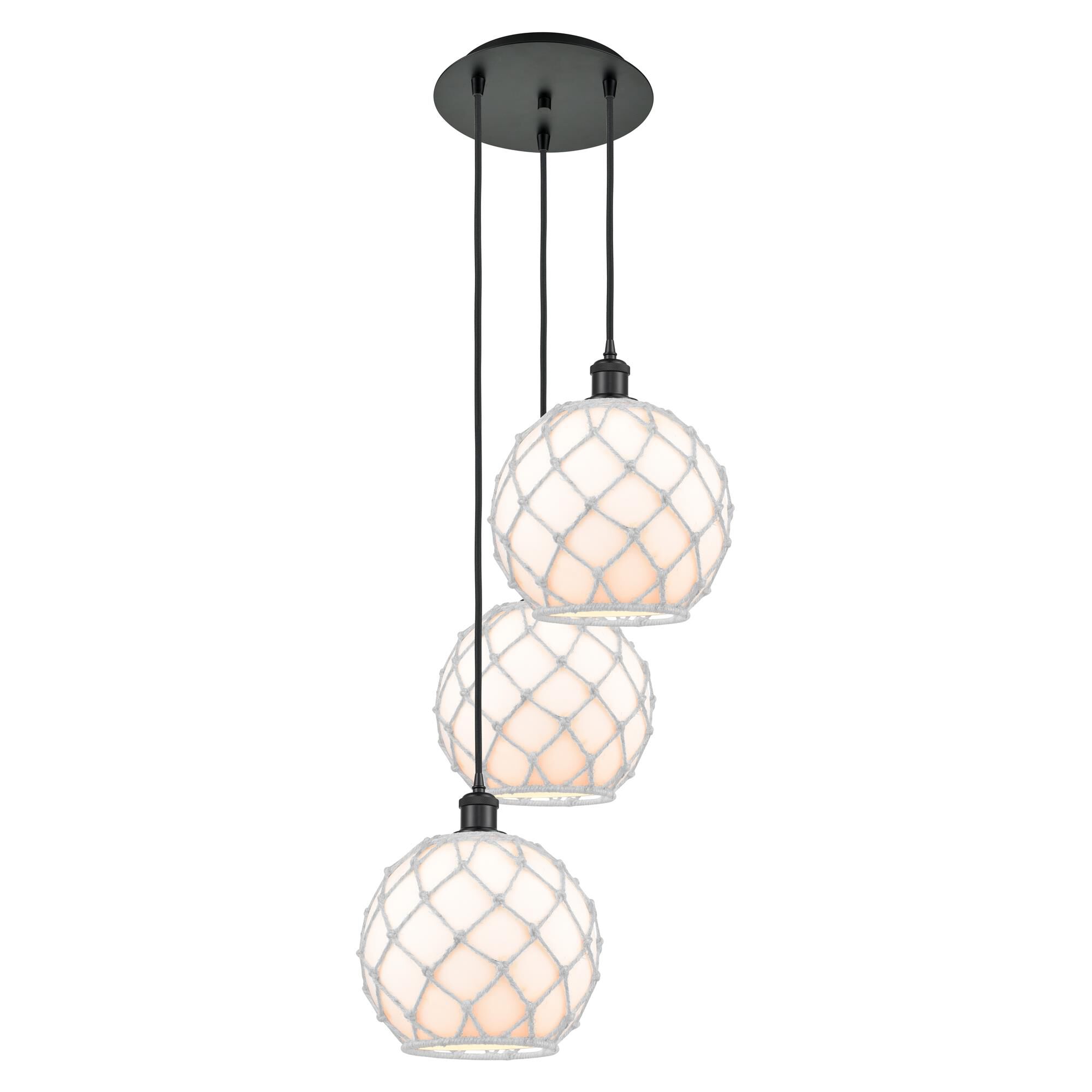 Shown in Matte Black finish and White with White Rope glass