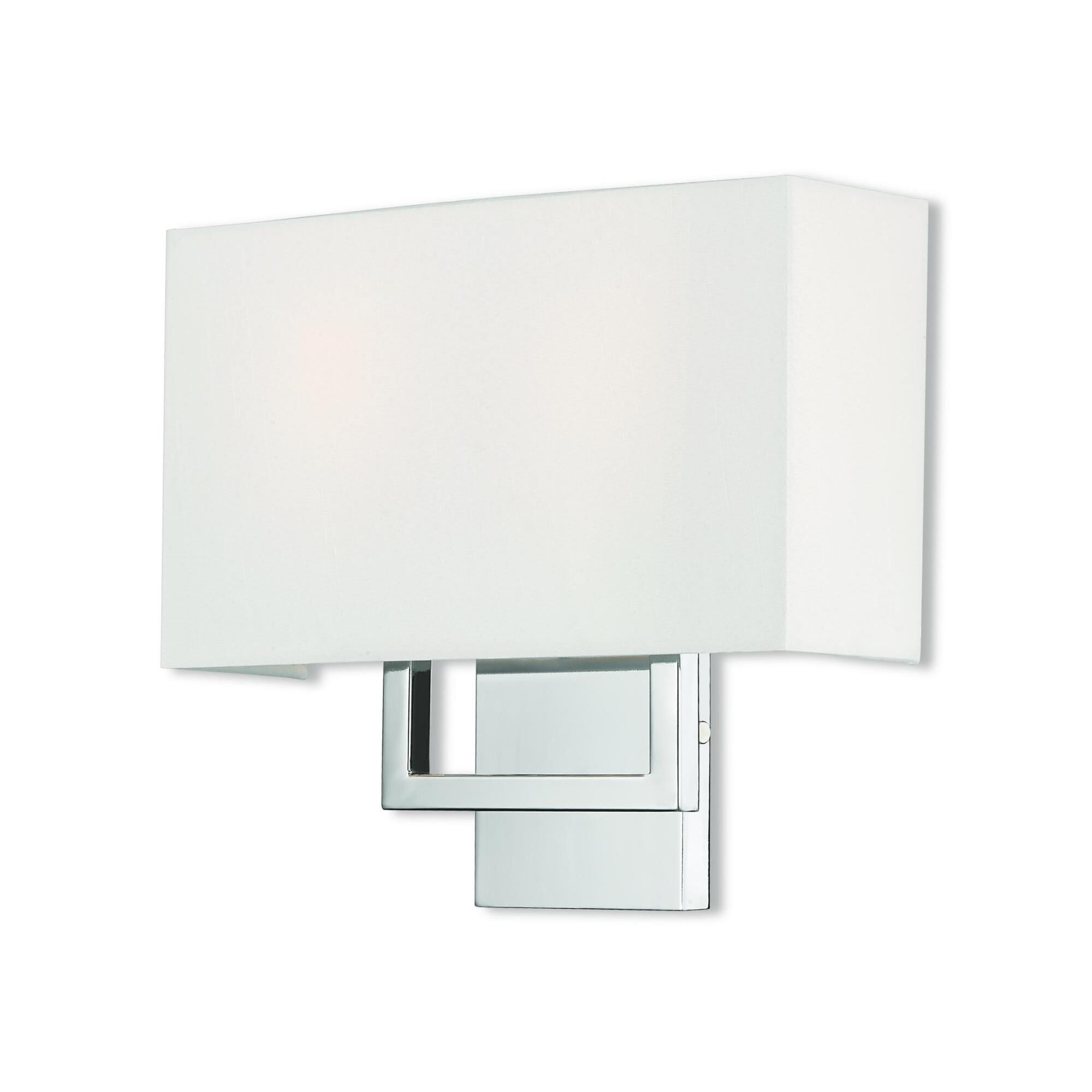 Shown in Polished Chrome finish and Hand Crafted Off-White Fabric Outside & White Fabric Inside Hardback shade