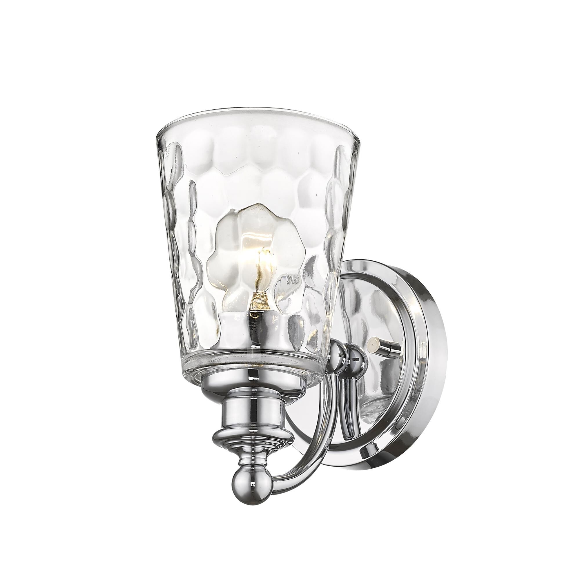 Shown in Chrome finish and Clear glass and Clear, Optic Cone Shaped Glass shade