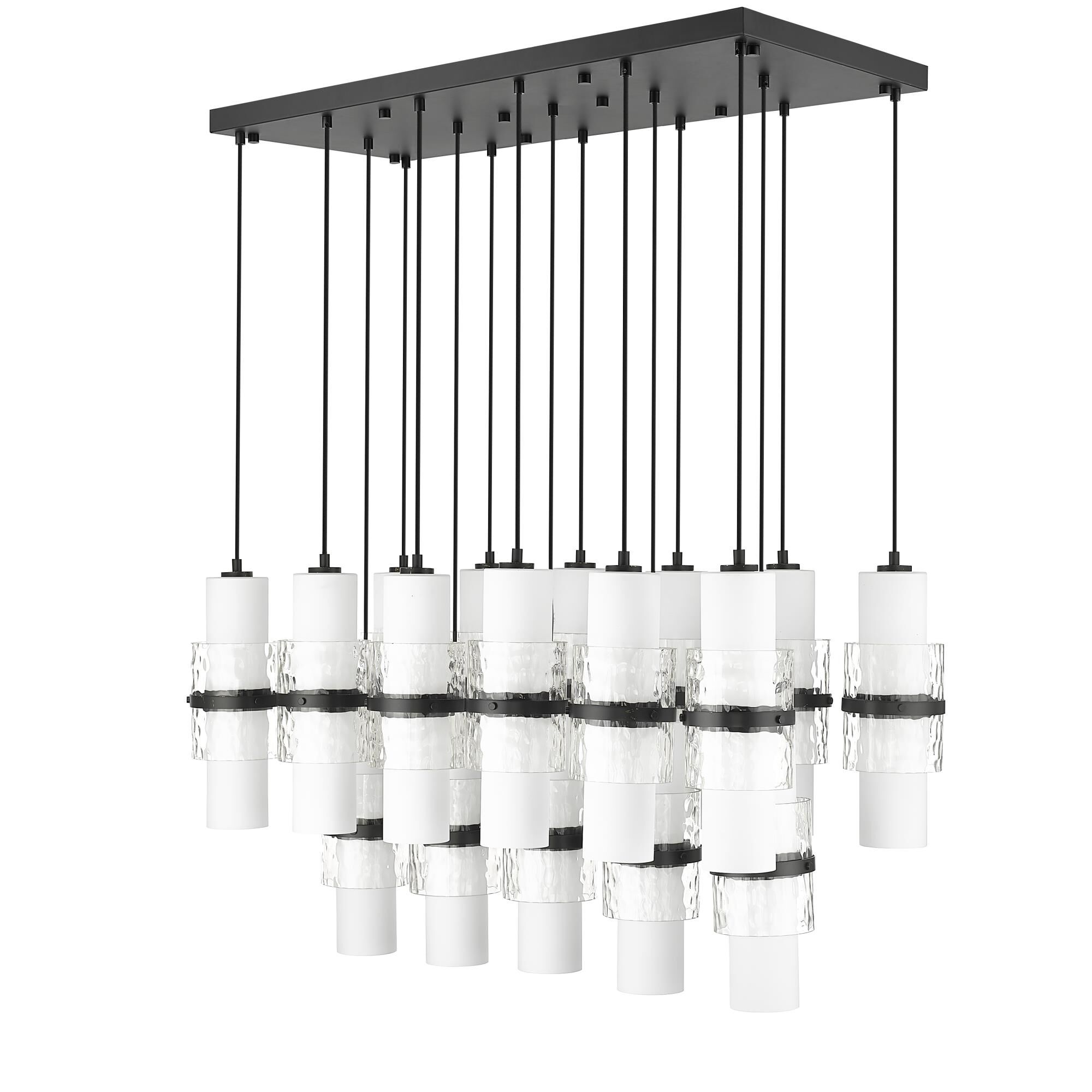 Shown in Matte Black finish and Clear and Etched Opal glass