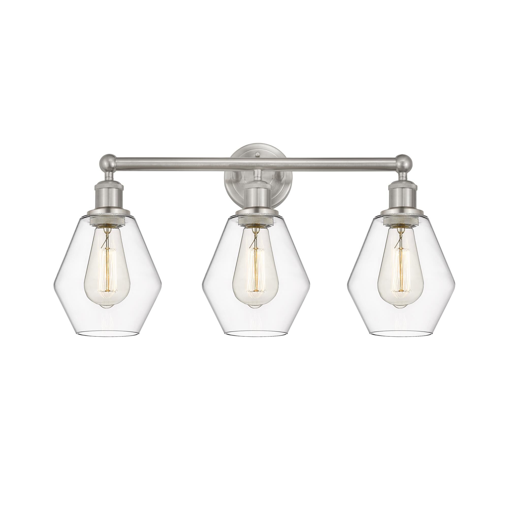 Shown in Brushed Satin Nickel, Clear finish and Clear glass and Clear Glass shade