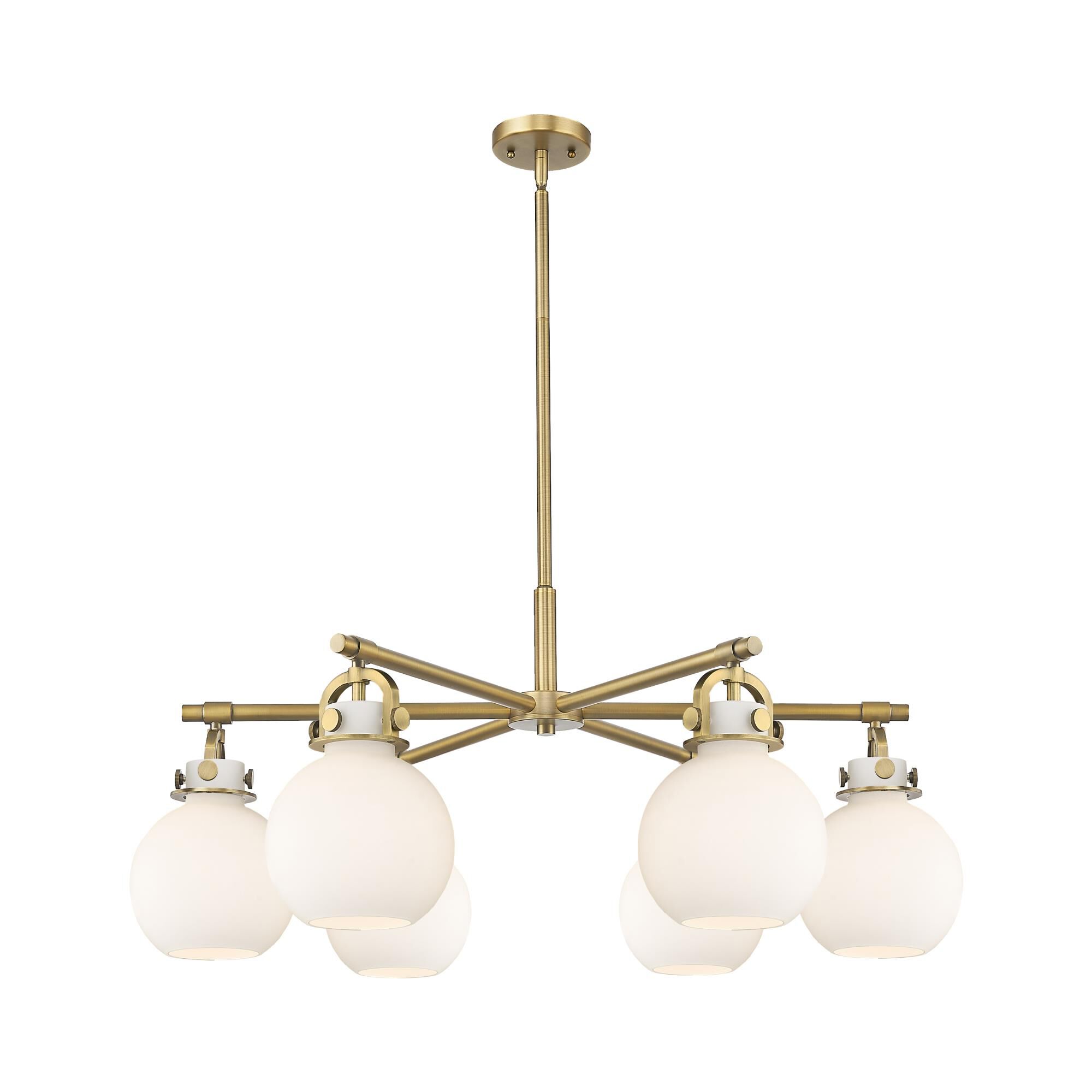 Shown in Brushed Brass finish and White shade