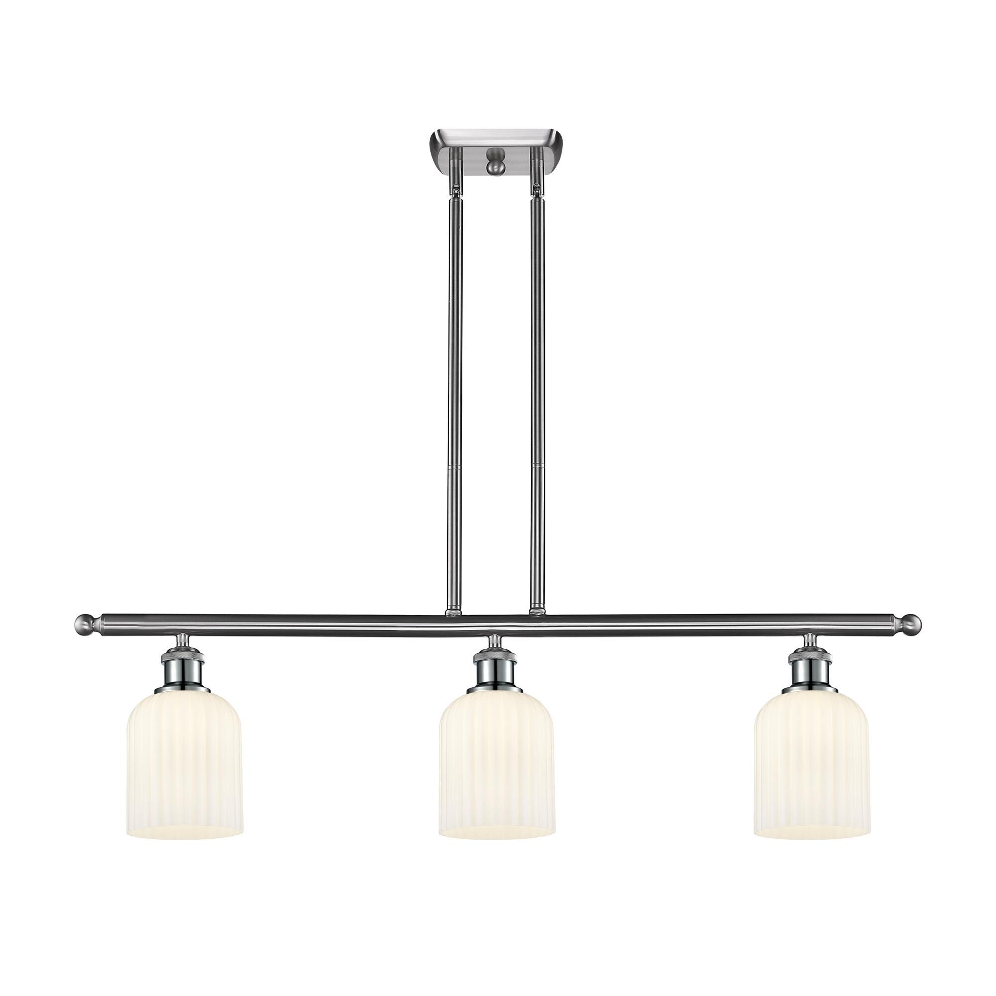 Shown in Satin Nickel finish and Gloss White shade