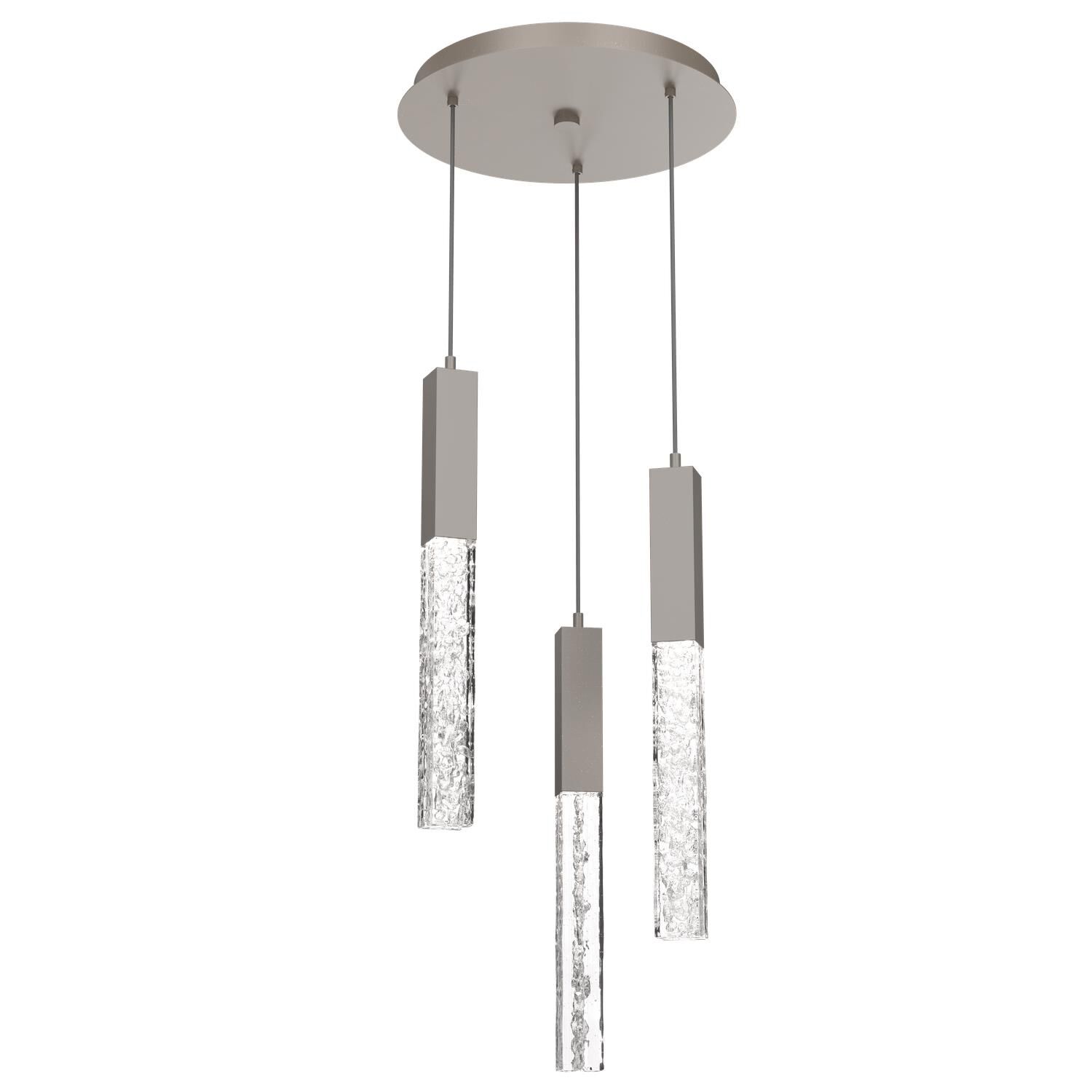 Shown in Metallic Beige Silver finish and Clear Cast glass