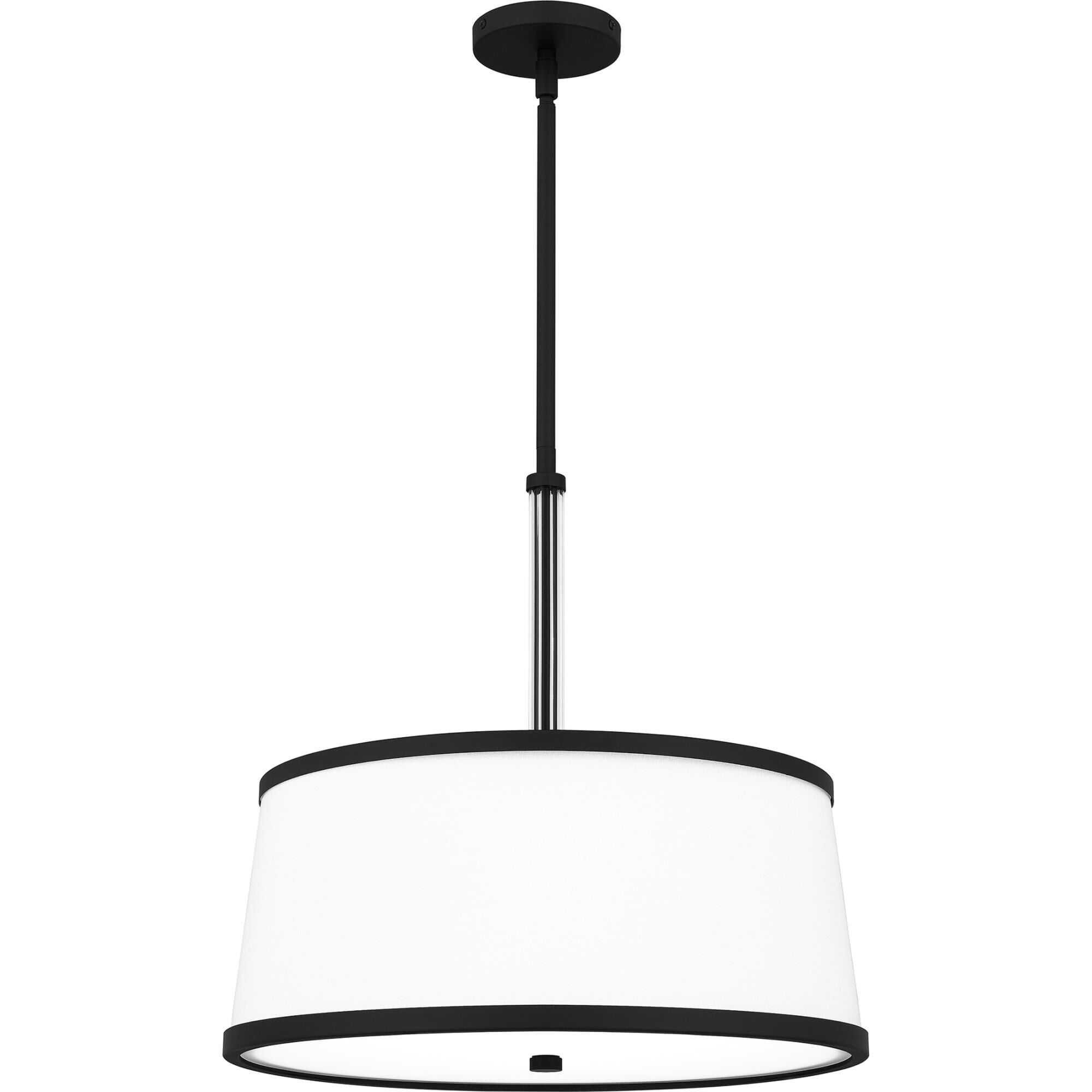 Shown in Matte Black finish and Egg Shell Fabric shade