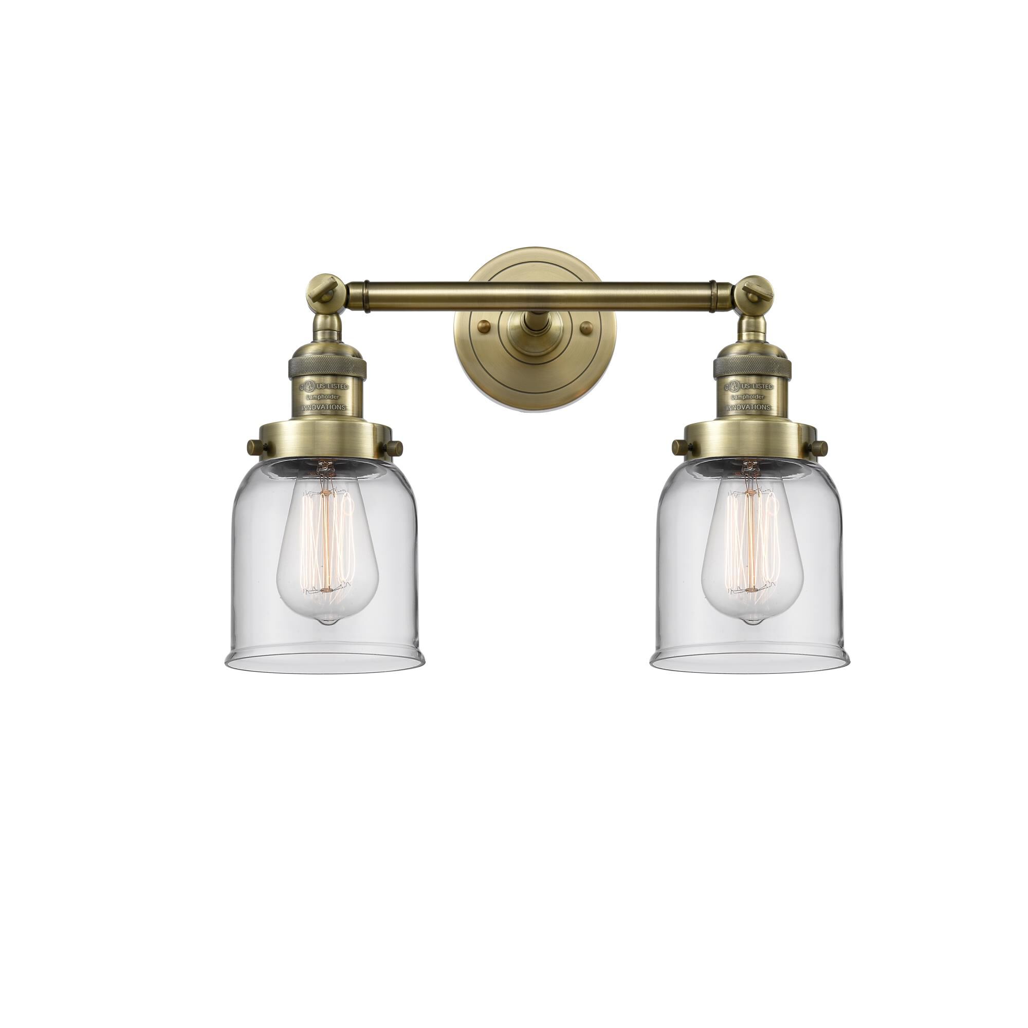 Shown in Antique Brass finish and Clear glass