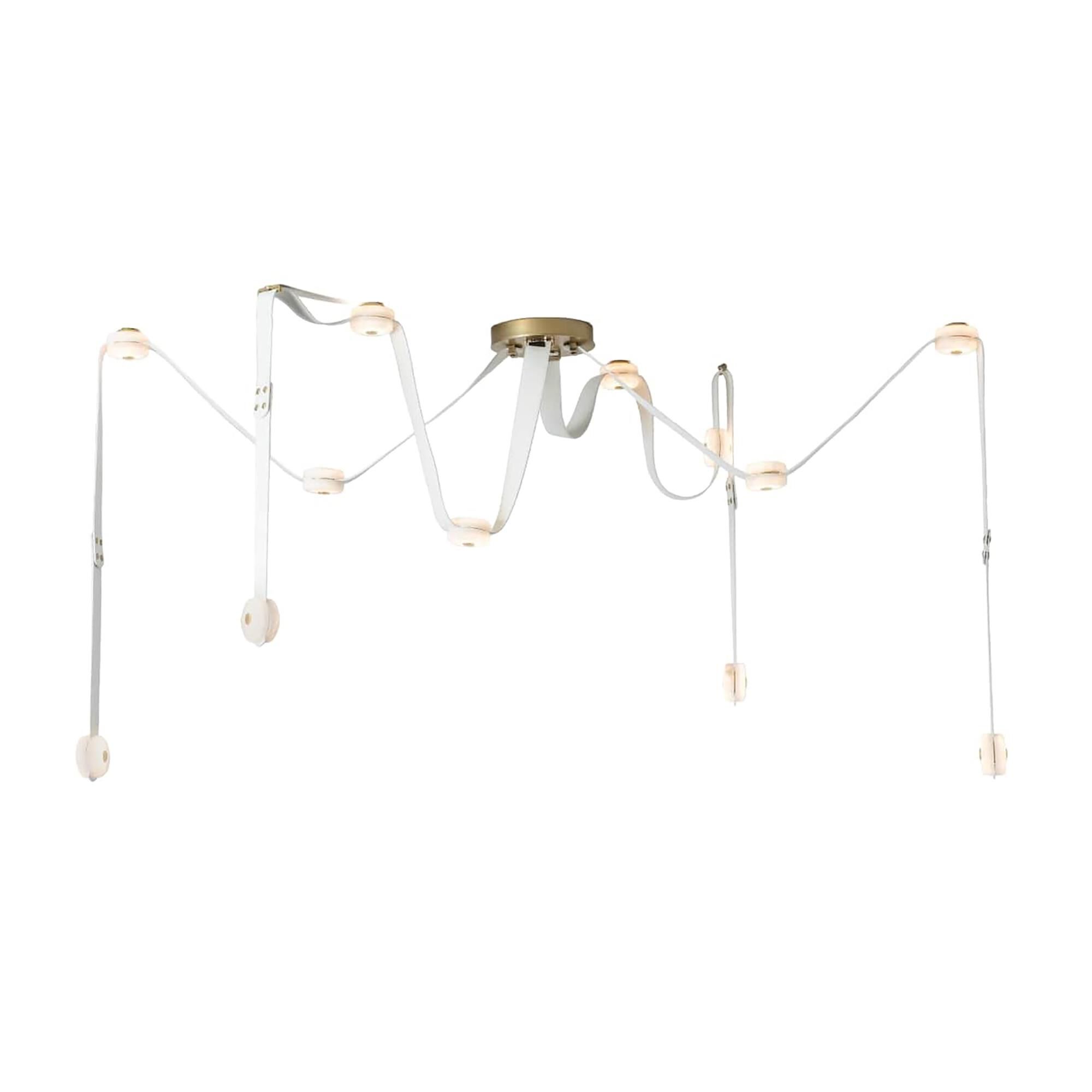 Shown in Modern Brass finish and White Leather accent