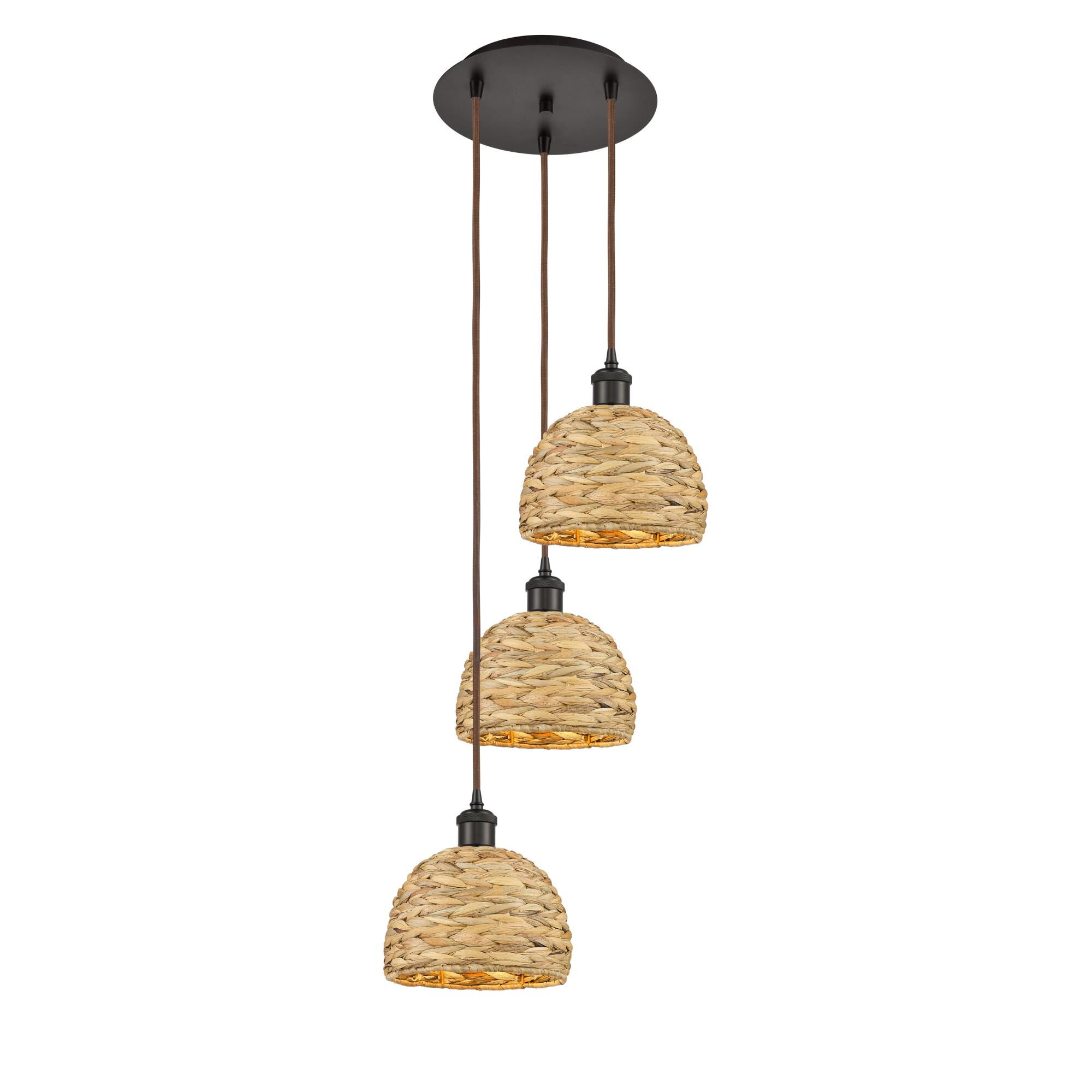Bruno Marashlian Woven Rattan 19 Inch Multi Light Pendant by Innovations Lighting