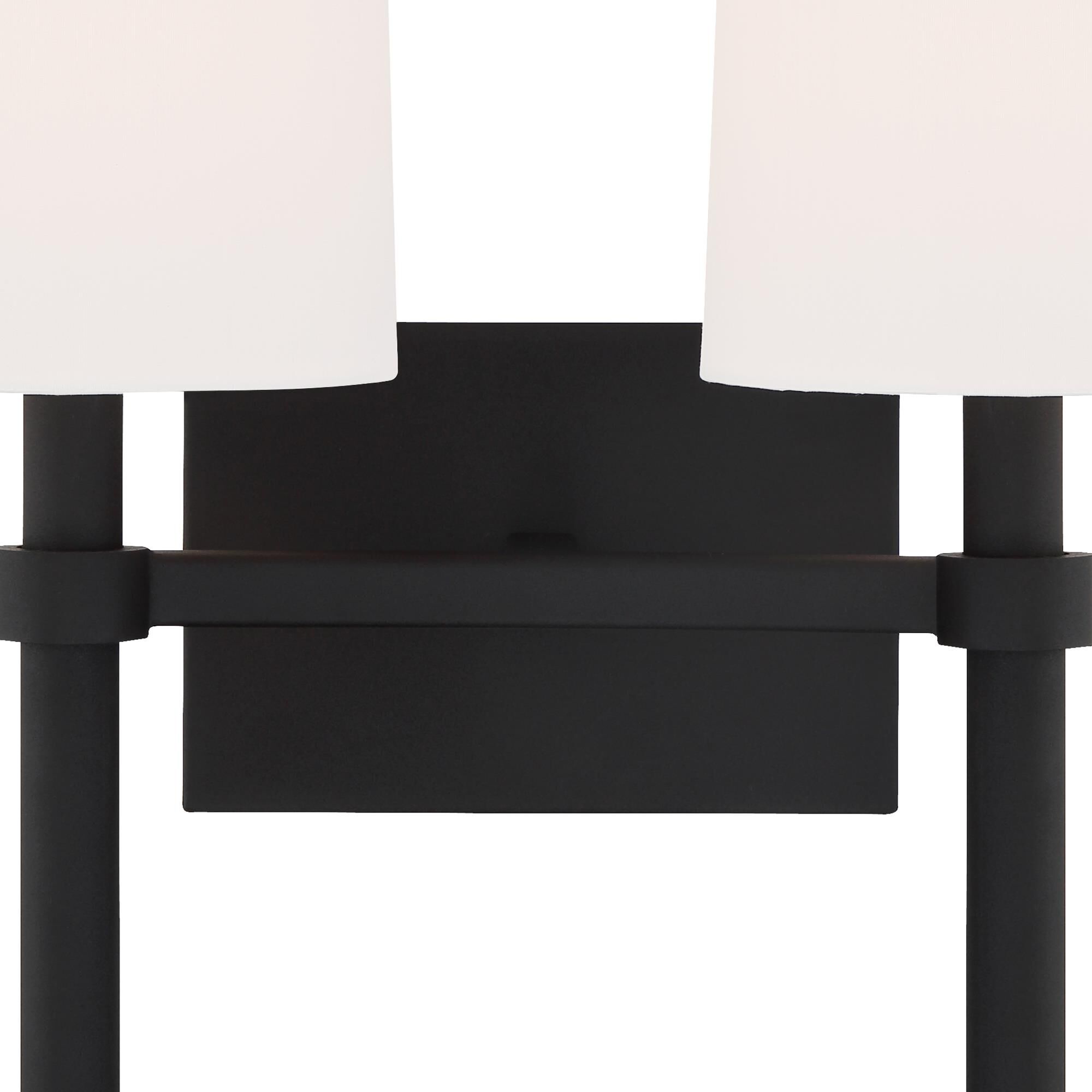 Shown in Black Forged finish and Silk glass and White shade