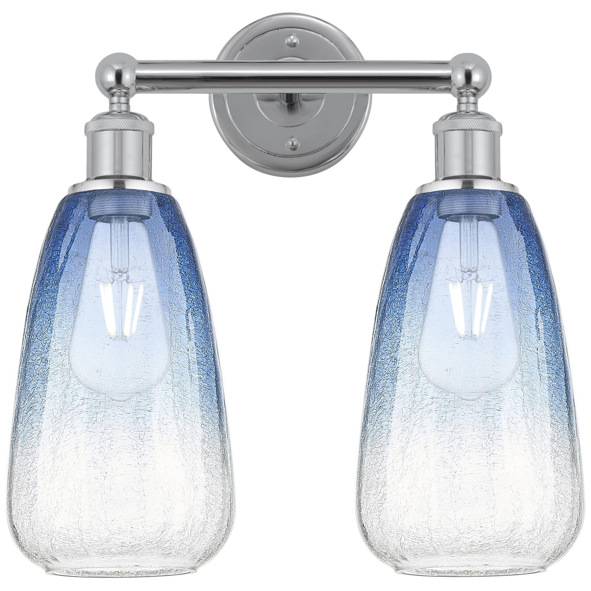 Shown in Polished Chrome finish and Sapphire Blue glass