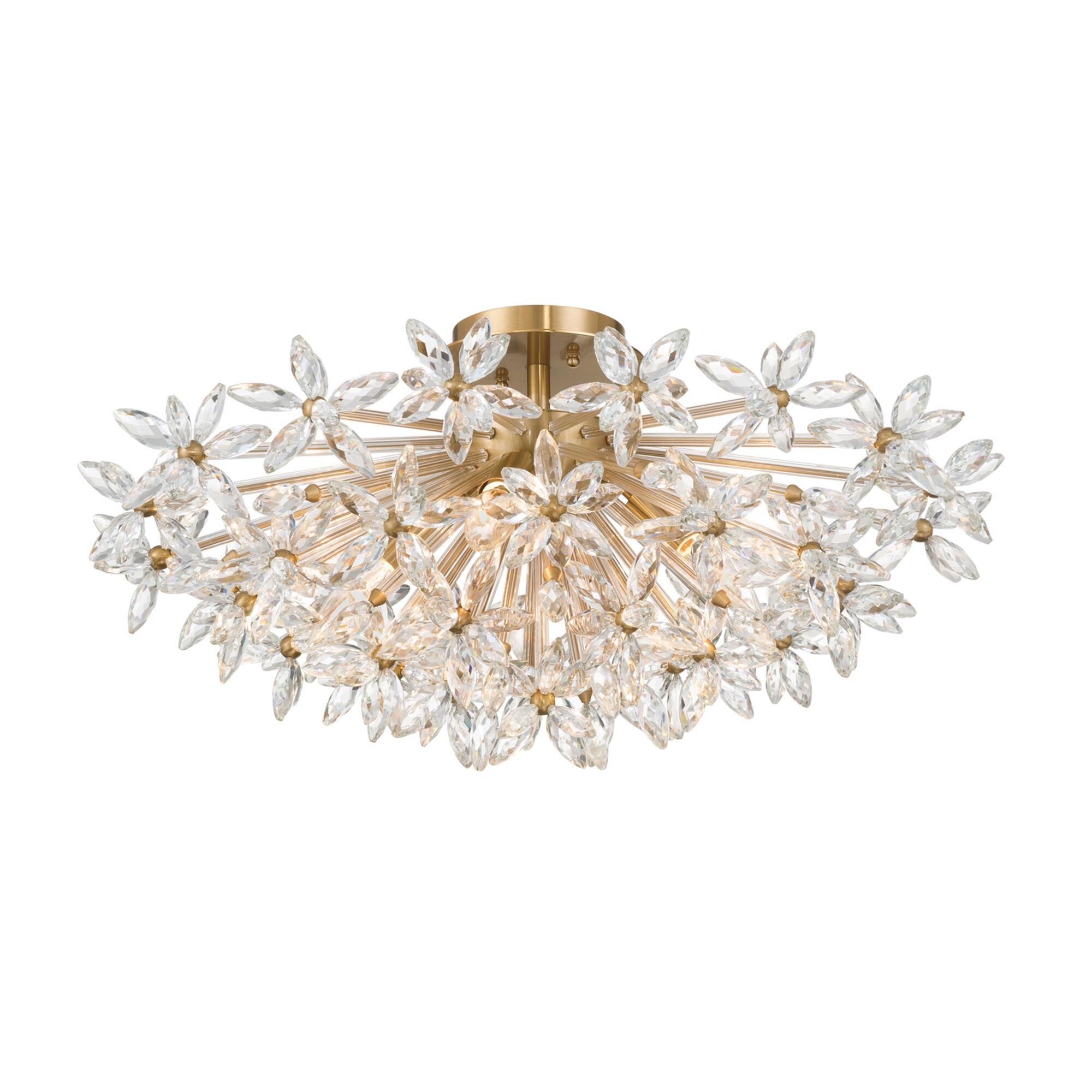 Shown in Aged Brass finish and Faceted Cut crystal