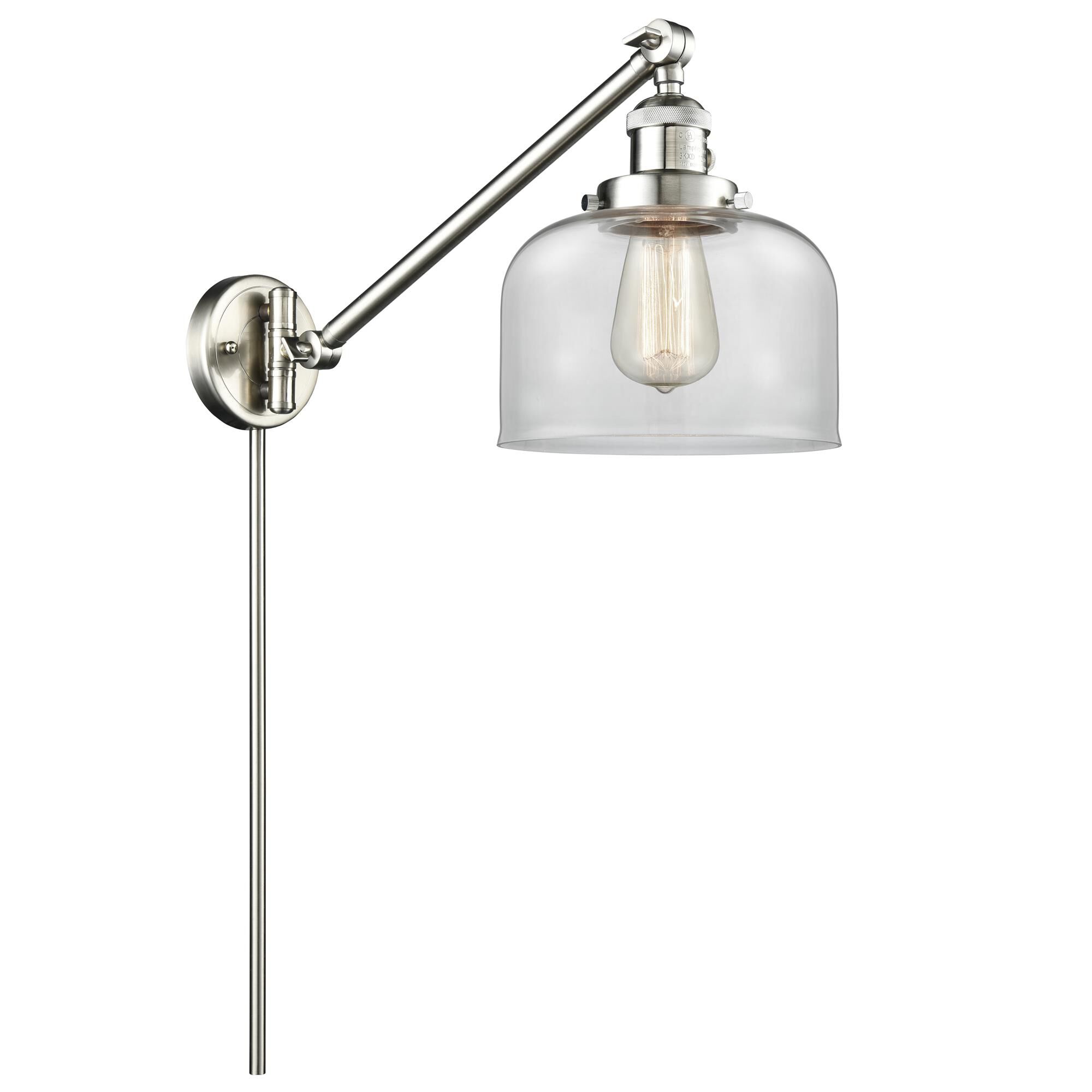 Shown in Brushed Satin Nickel finish and Clear glass