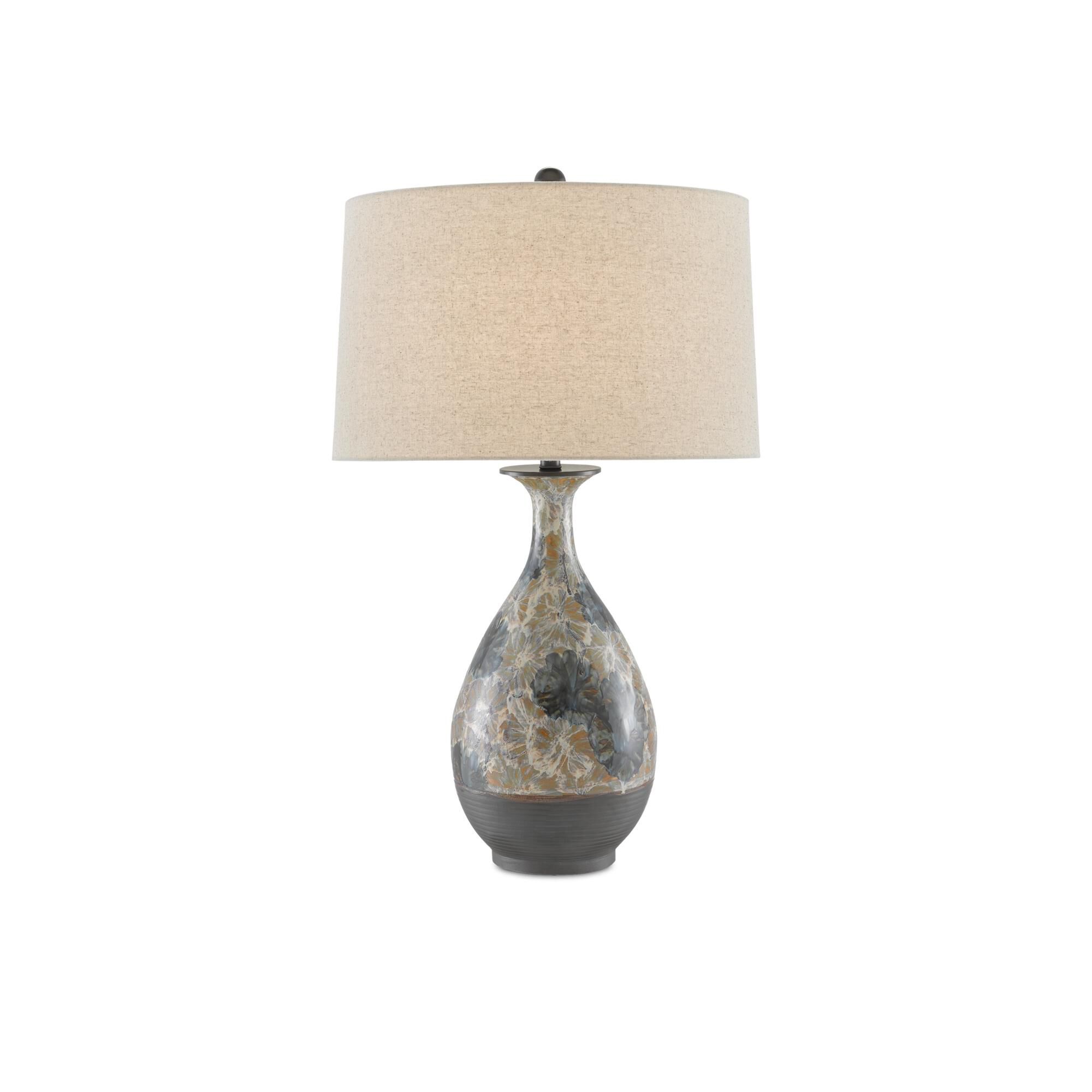Shown in Cream/Blue/Brown finish and Natural Linen shade