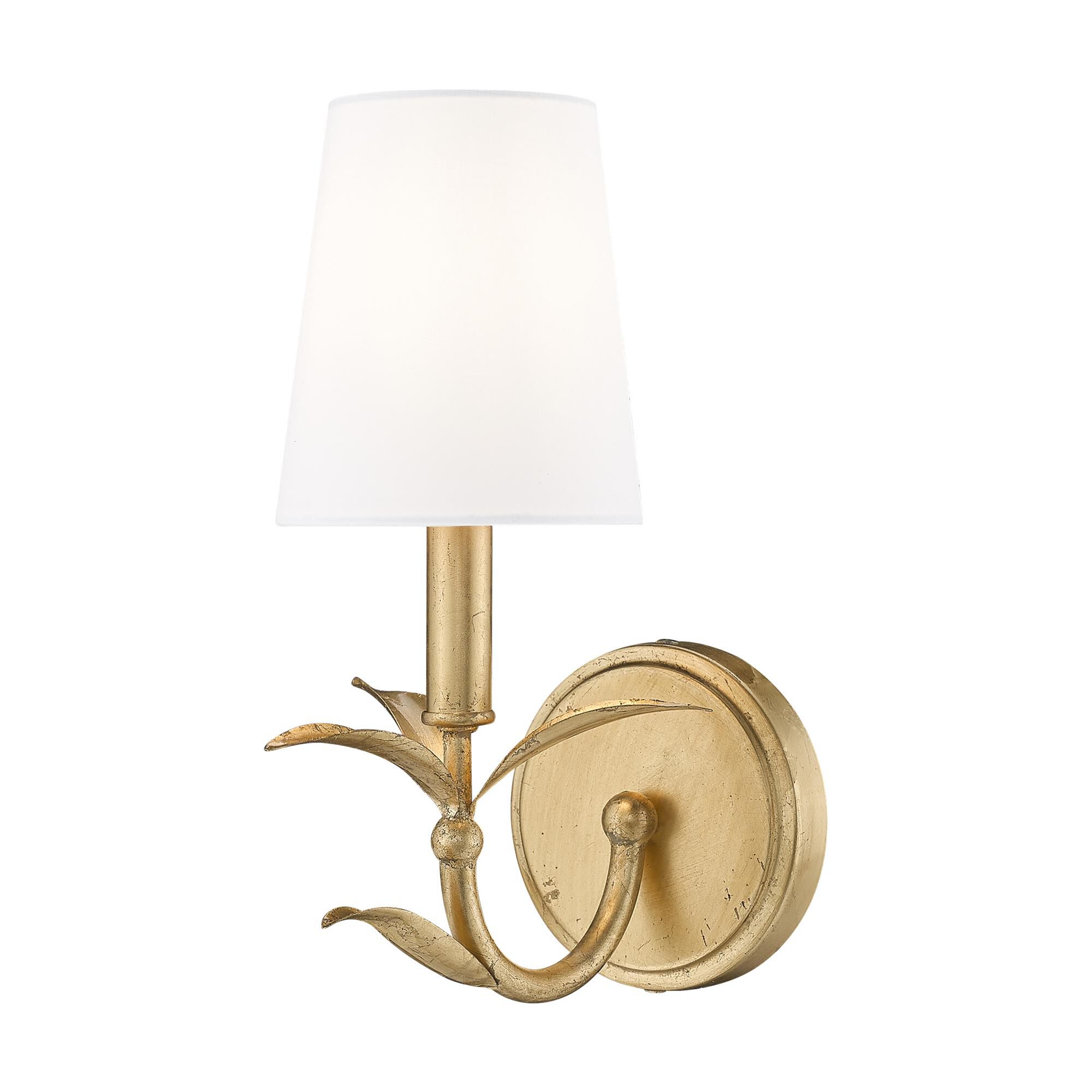 Shown in Gold Leaf finish and White glass