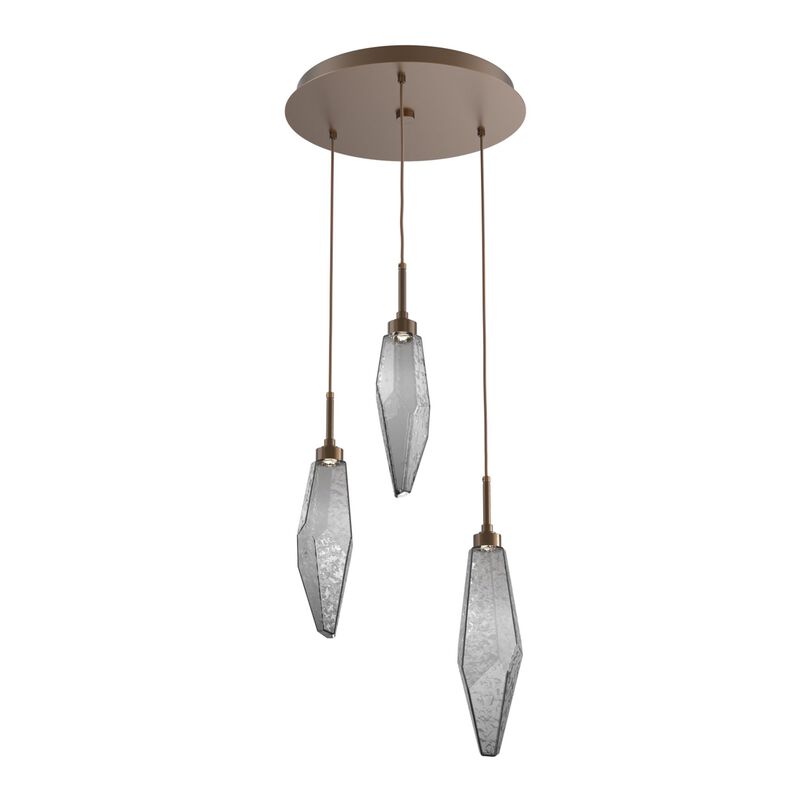Rock Crystal 17 Inch 3 Light Multi Light Pendant by Hammerton Studio