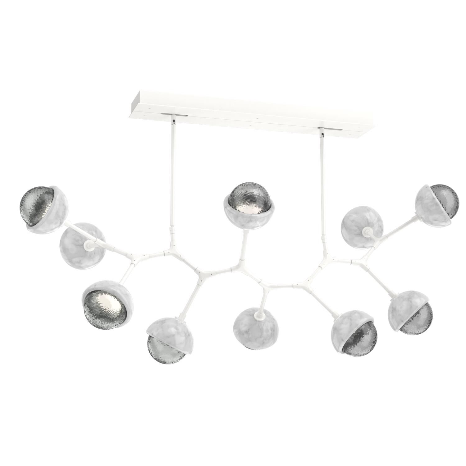 Shown in Salt White finish and Smoke glass and White Marble accent
