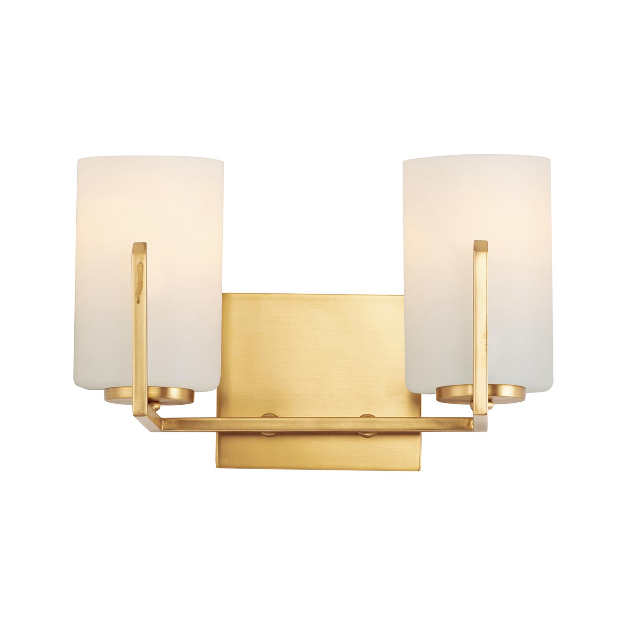 Shown in Satin Brass finish and Satin White glass and Glass shade