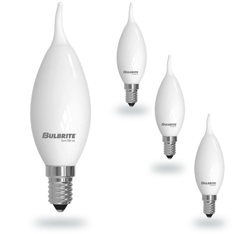 Warm Dims 5 Watt LED CA10 3000K - 1800K Filament Milky Warm Dimmable E12 (4 Pack) by Bulbrite