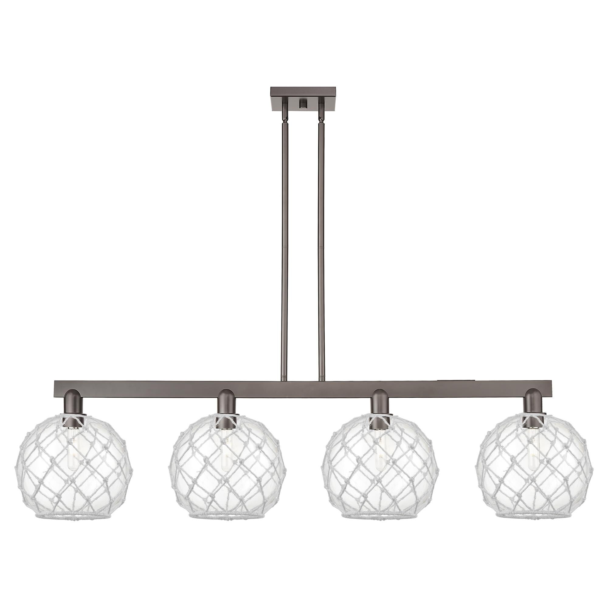 Shown in Oil Rubbed Bronze finish and Clear with White Rope glass