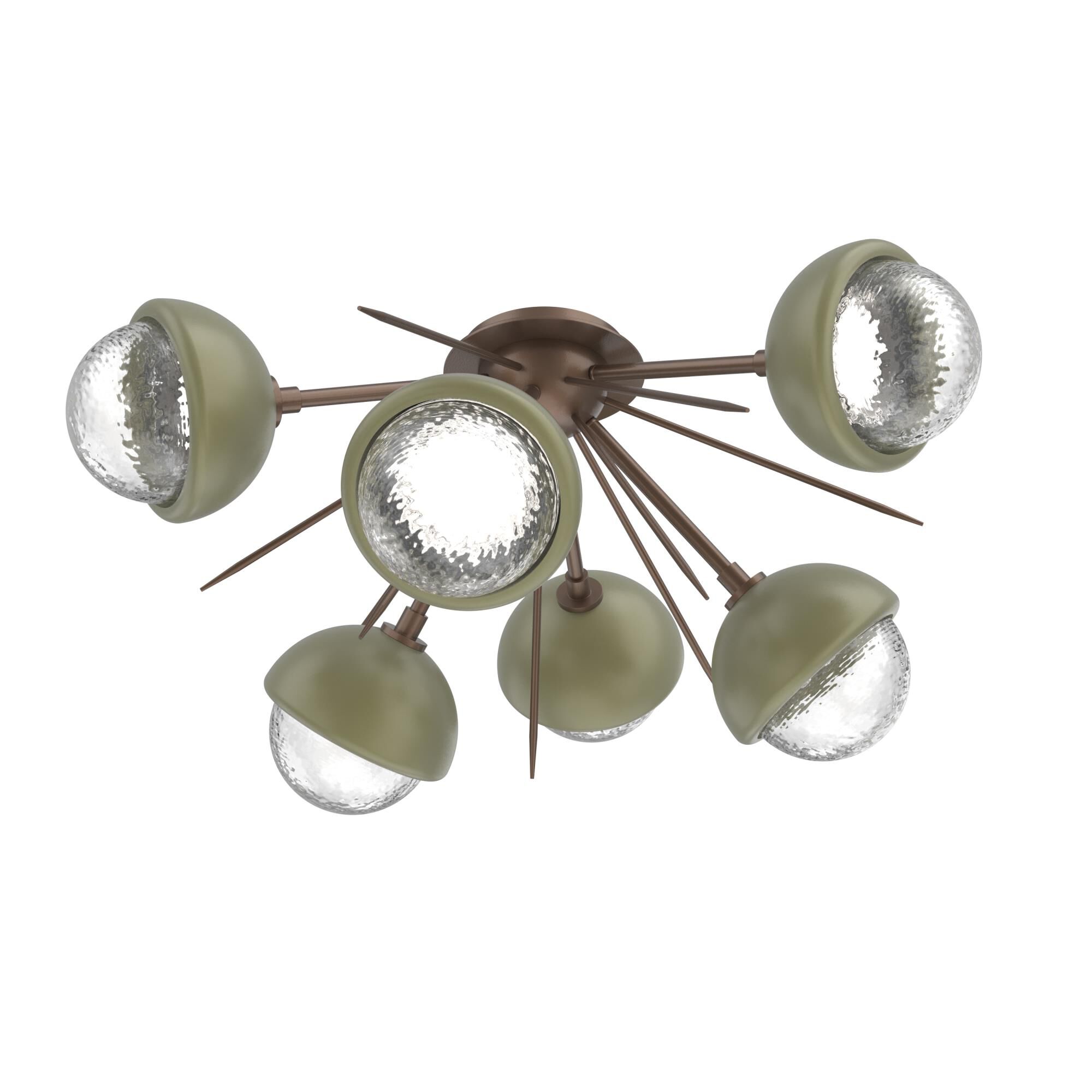 Shown in Burnished Bronze finish and Clear glass and Sage Green accent