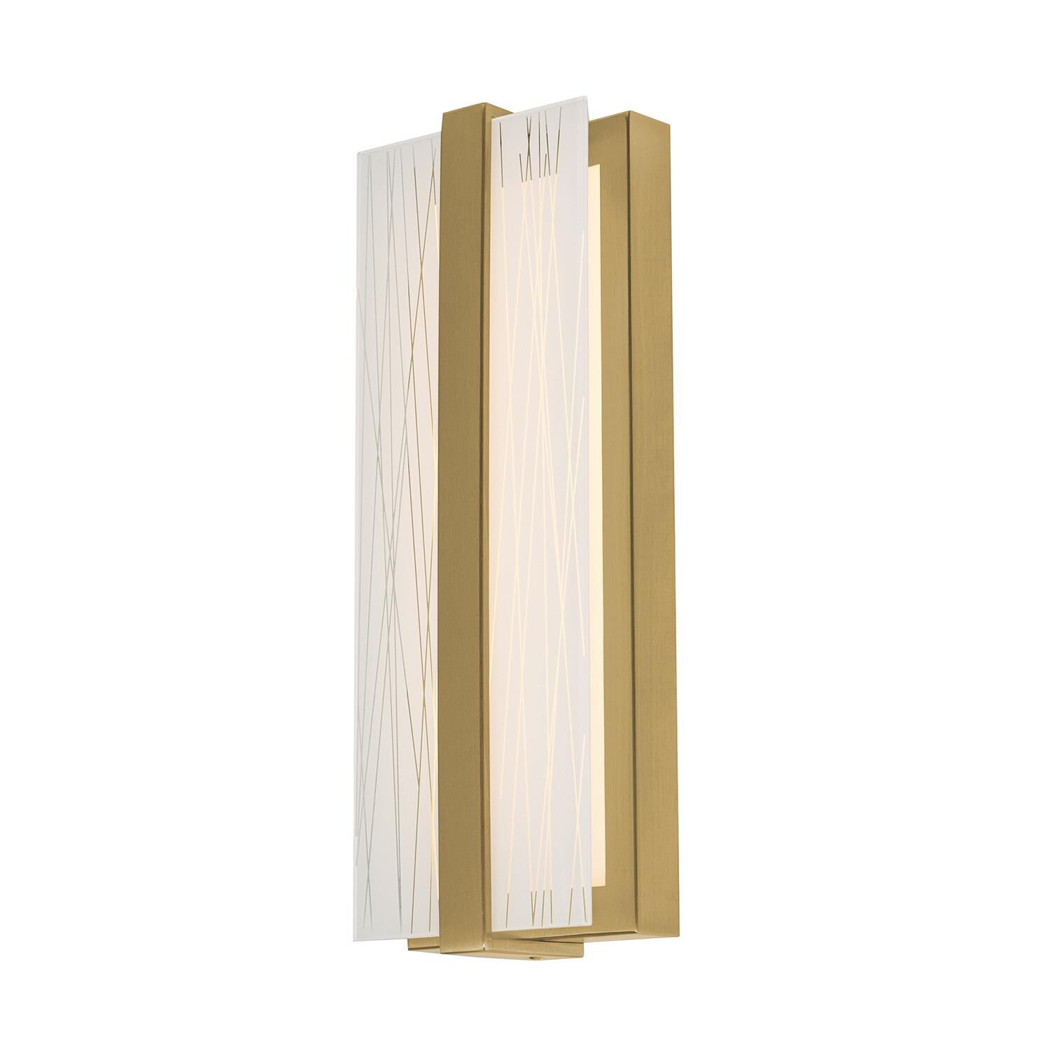 Shown in Light Antique Brass finish and Frosted Clear Acrylic glass