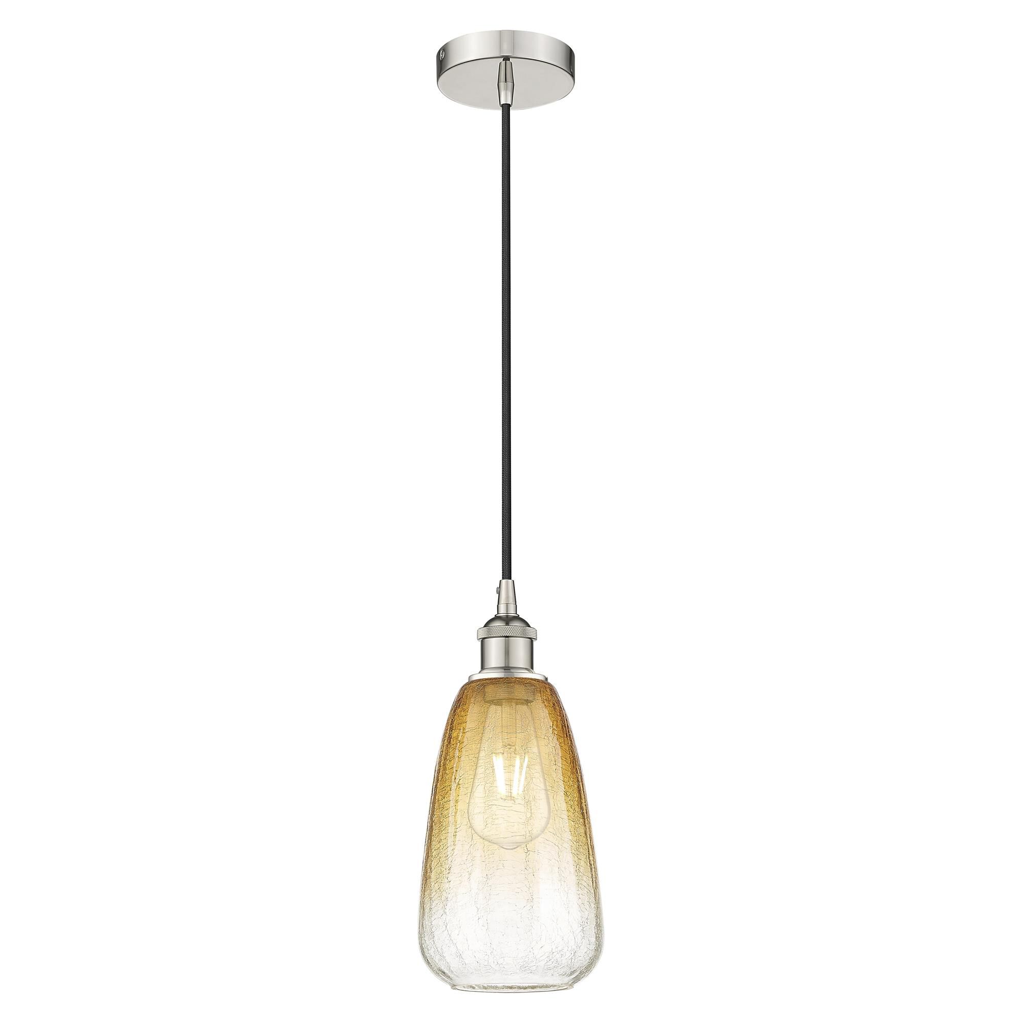 Shown in Polished Nickel finish and Amber glass