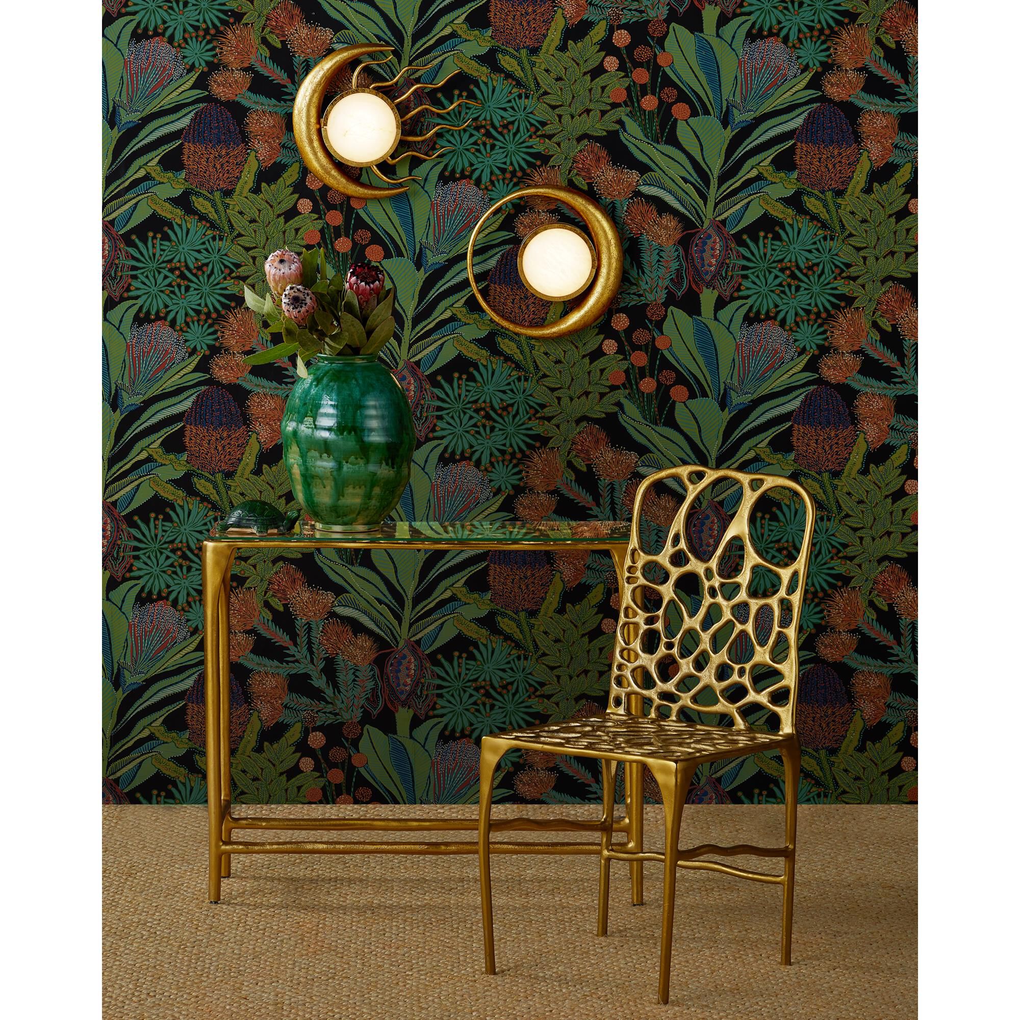 Shown in Gold Leaf and White finish and White Marble Diffuser shade