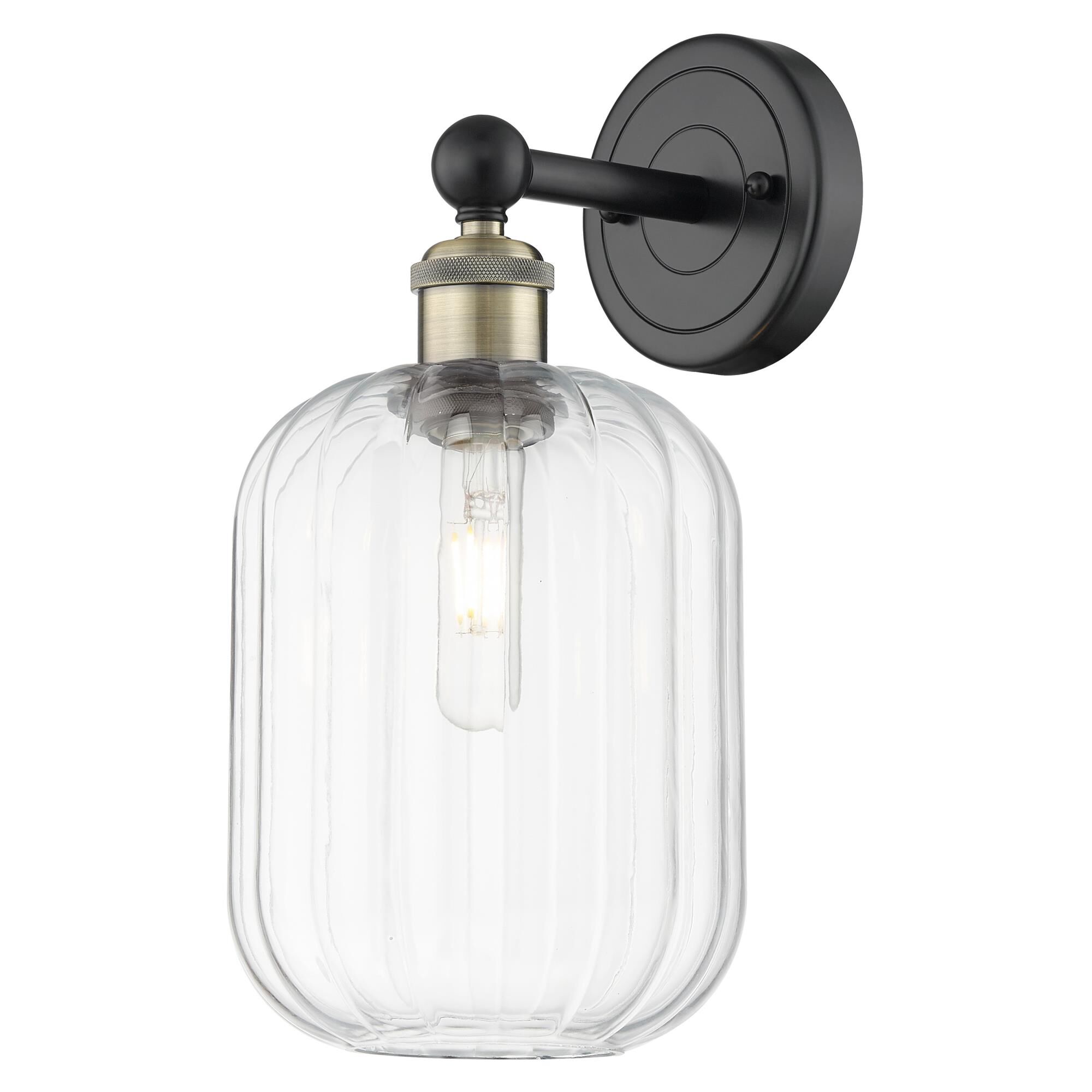 Shown in Black Antique Brass finish and Clear glass