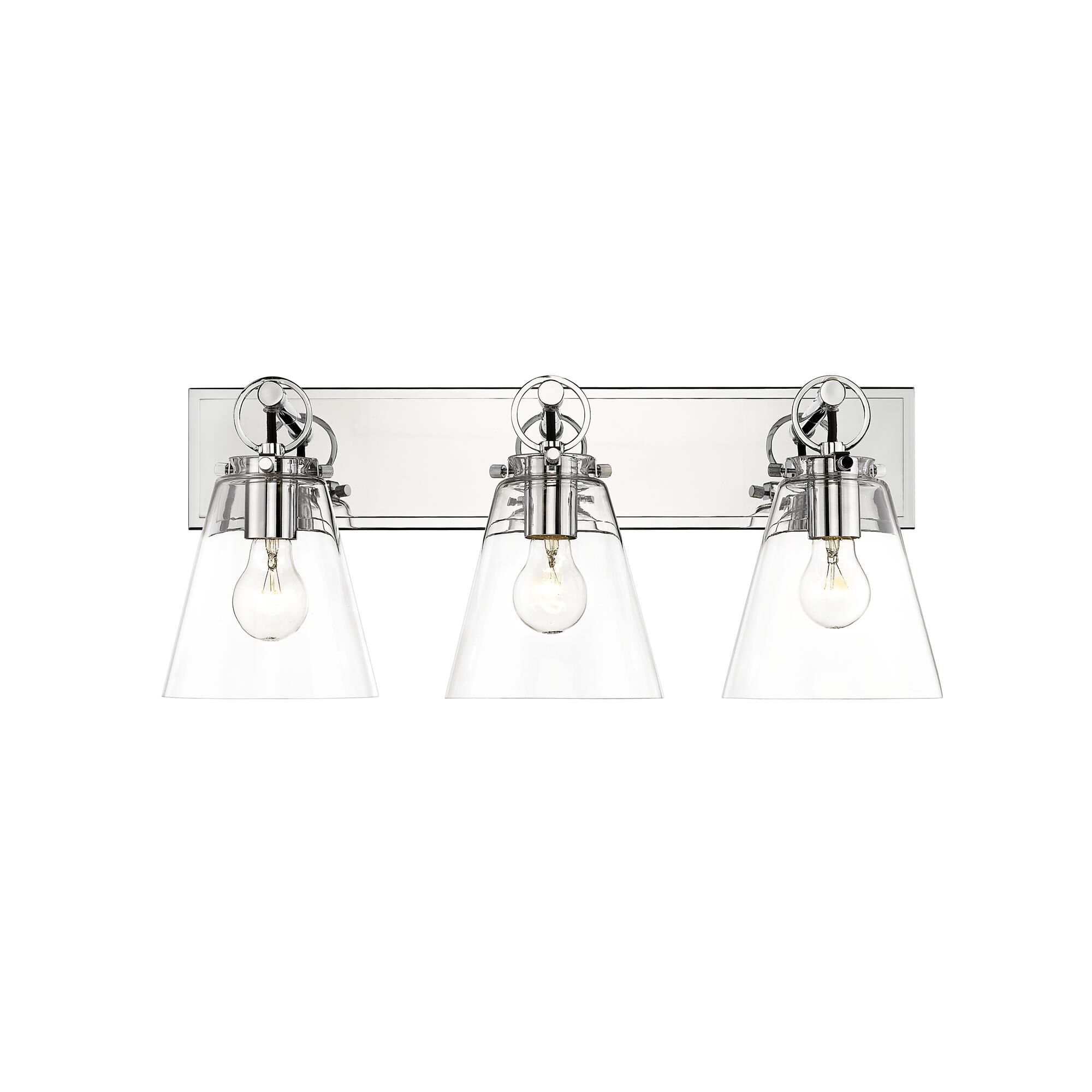 Shown in Chrome finish and Glass shade