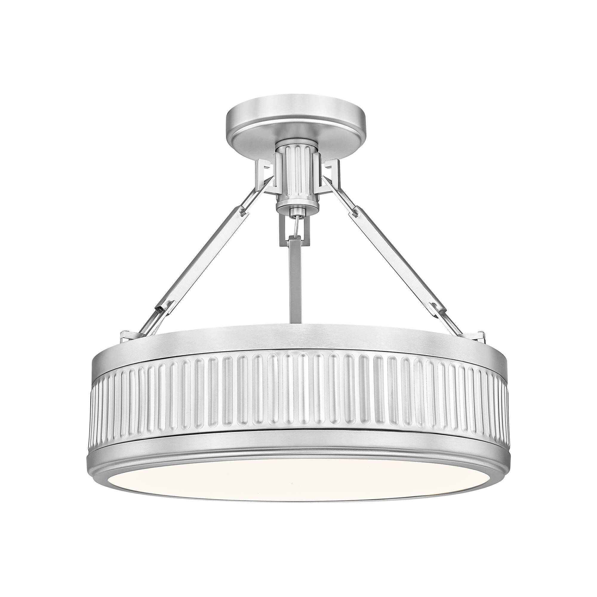 Shown in Satin Nickel finish and White glass