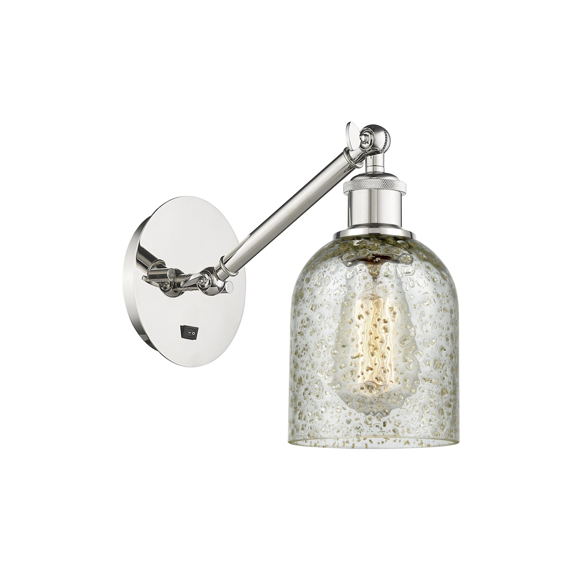 Shown in Polished Nickel finish and Mica Caledonia glass