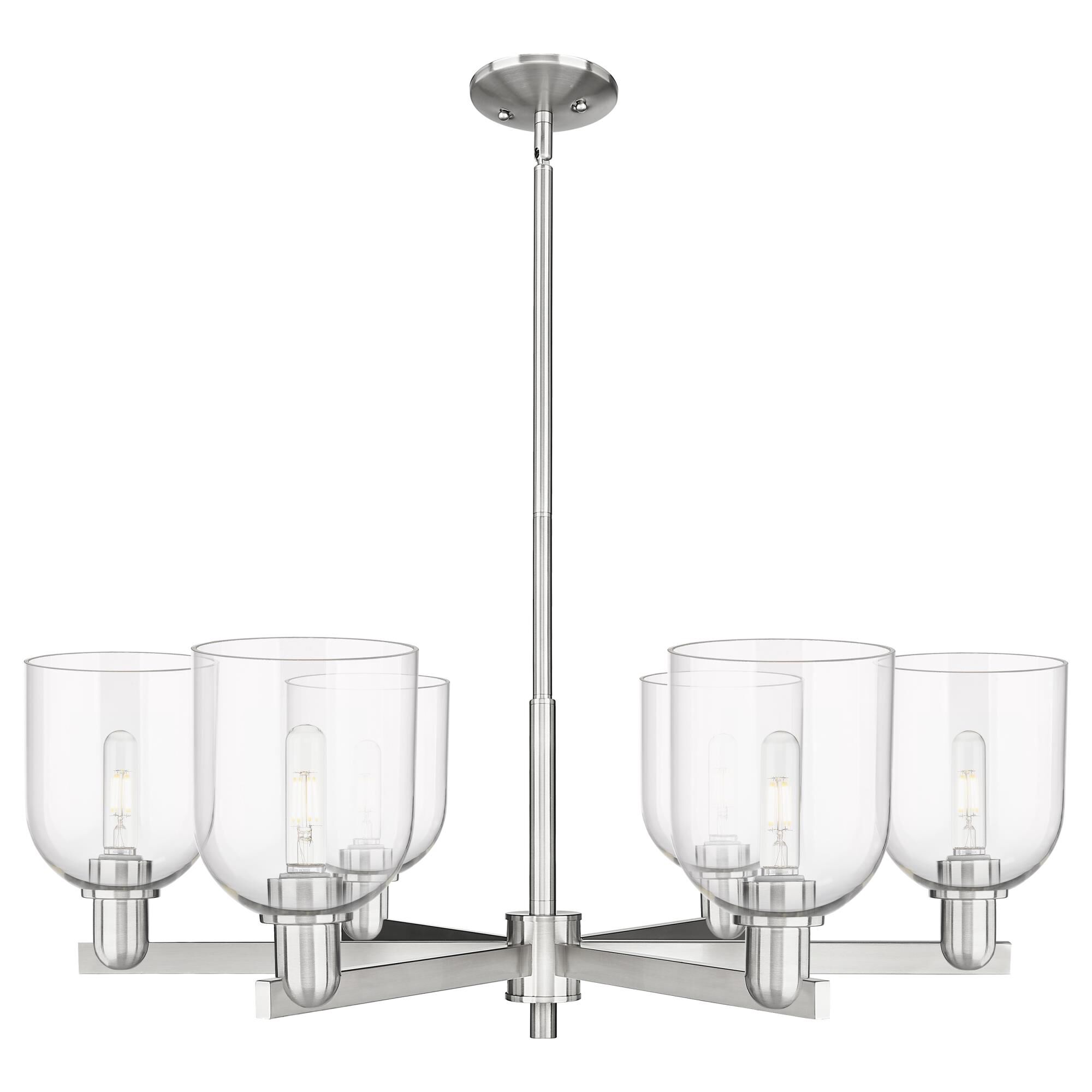 Shown in Satin Nickel finish and Clear glass