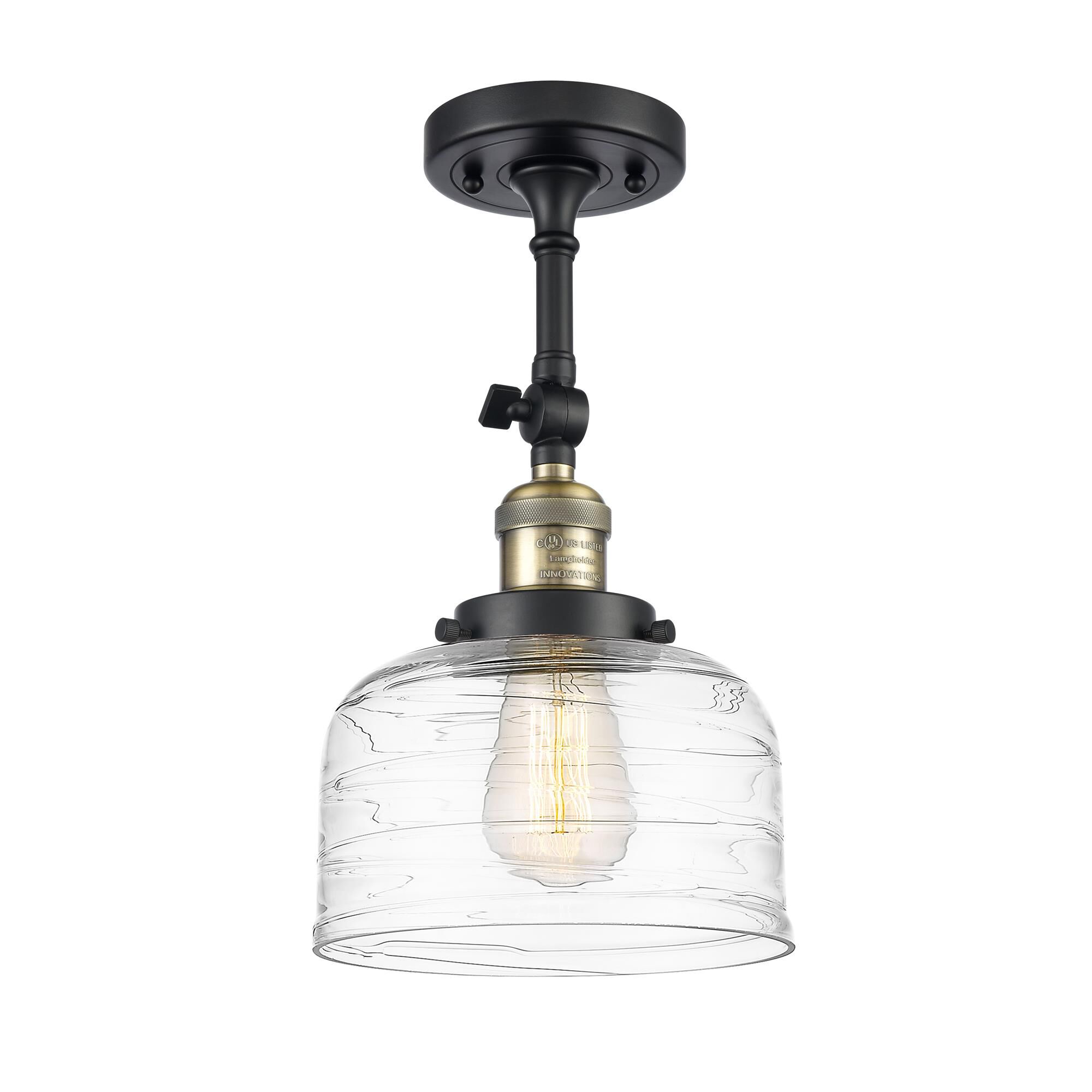 Shown in Black Antique Brass finish and Clear glass