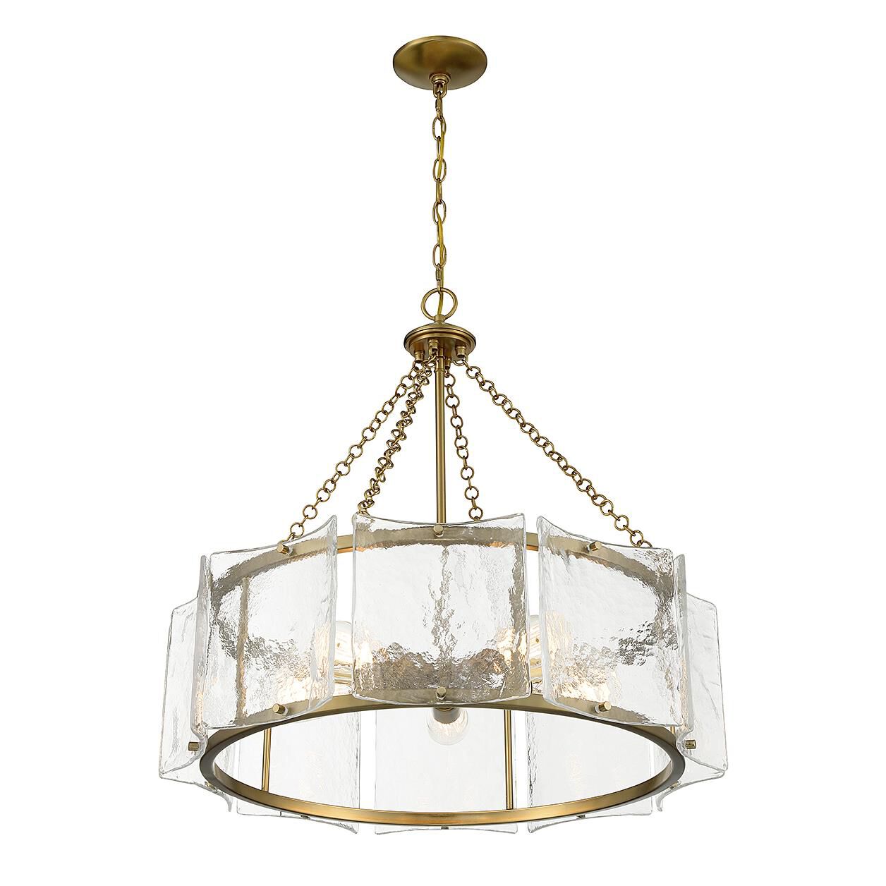 Shown in Warm Brass finish and Clear Water Piastra glass