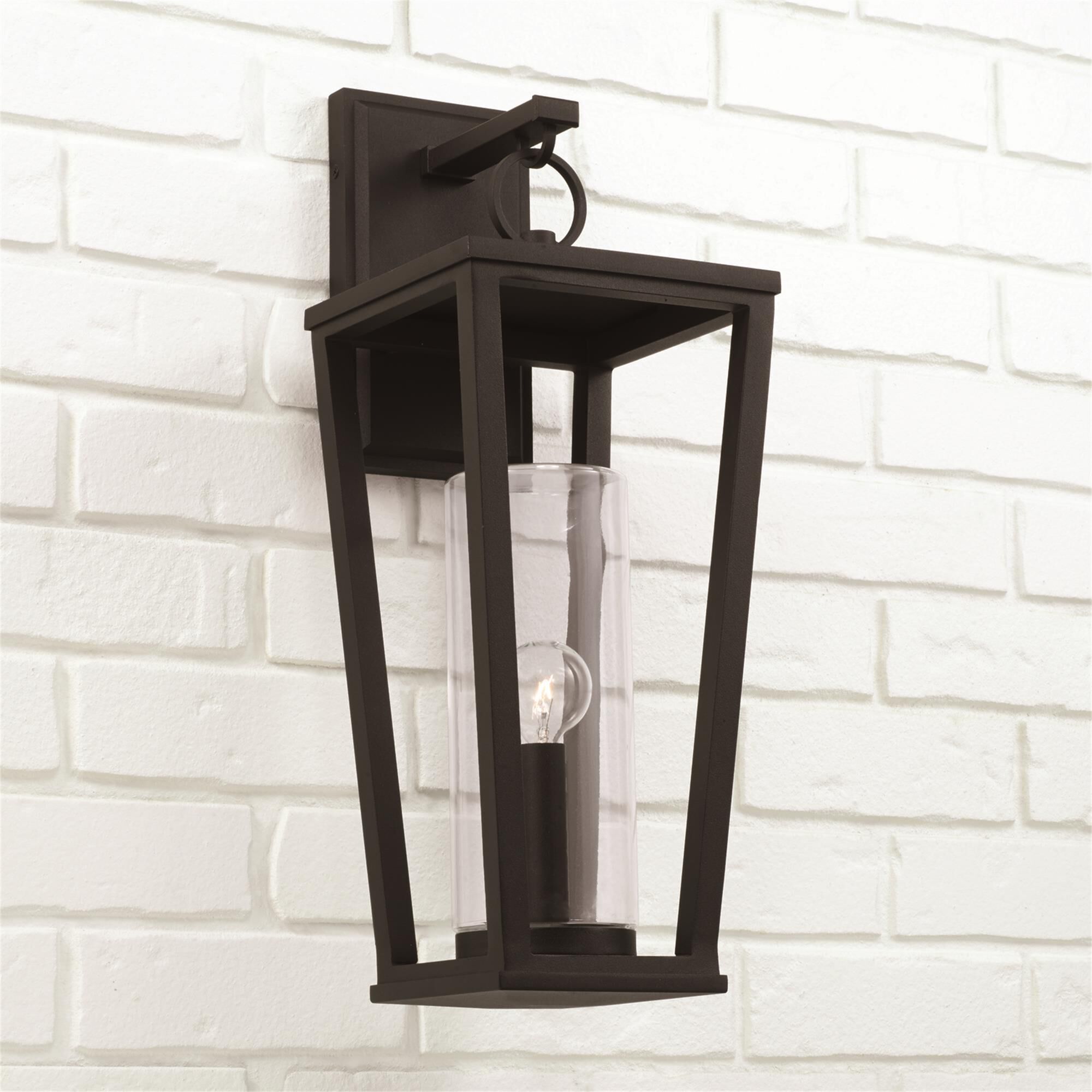 Shown in Black finish and Clear glass