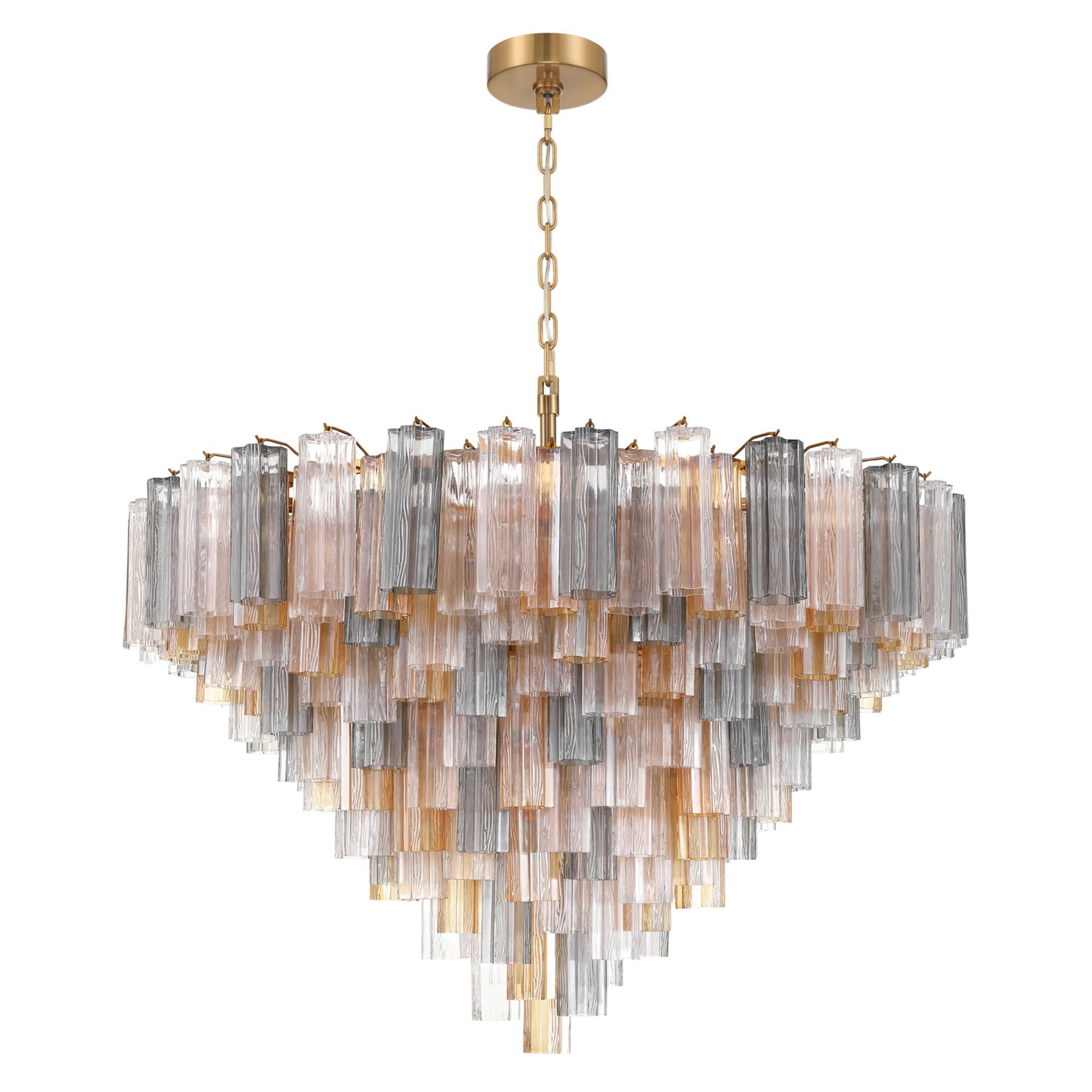 Shown in Aged Brass finish and Tronchi Glass crystal