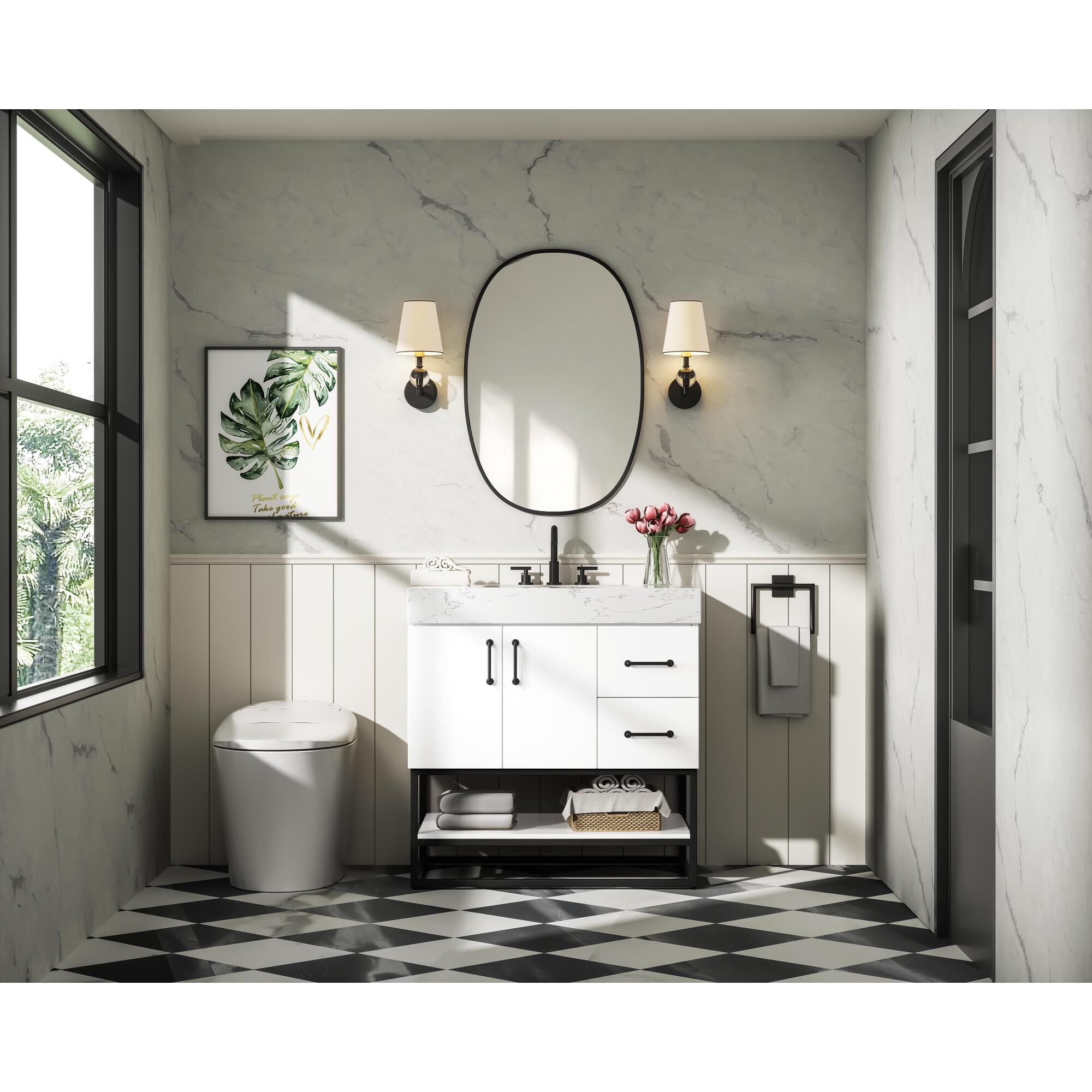 Shown in White finish