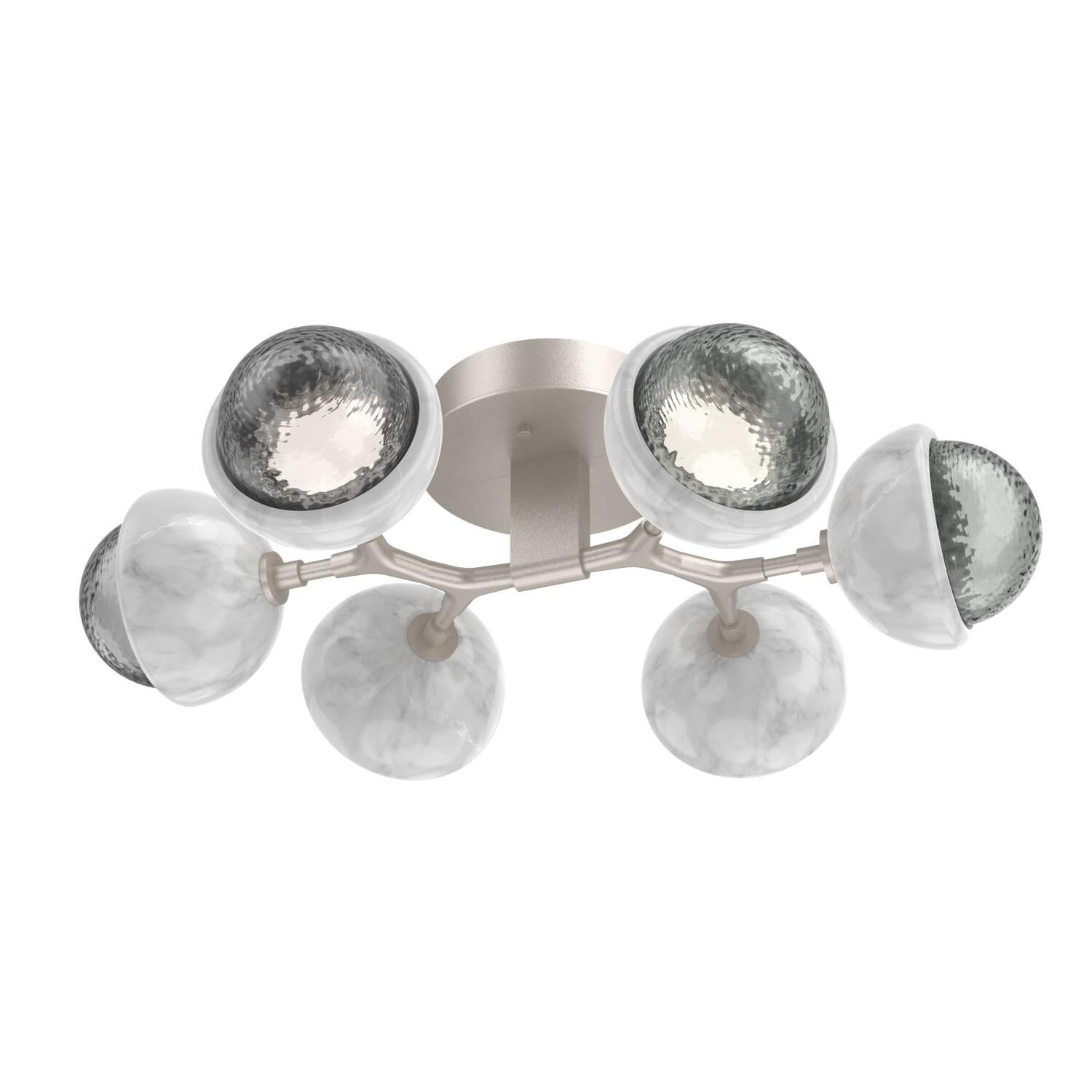 Shown in Beige Silver finish and Smoke glass and White Marble accent