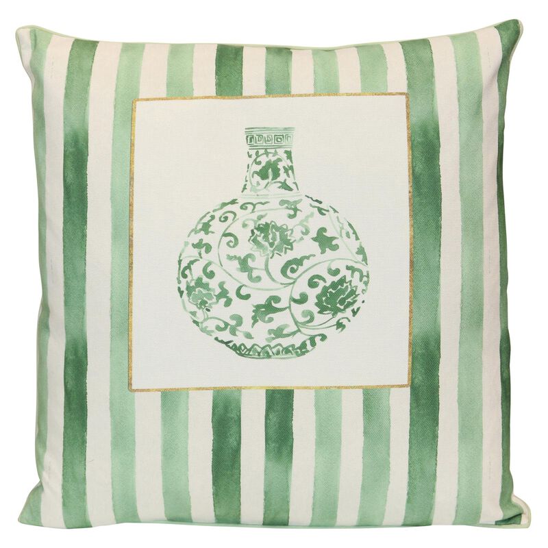 Tamara Day Porcelain Stripe 24 Inch Decorative Pillow by Stylecraft