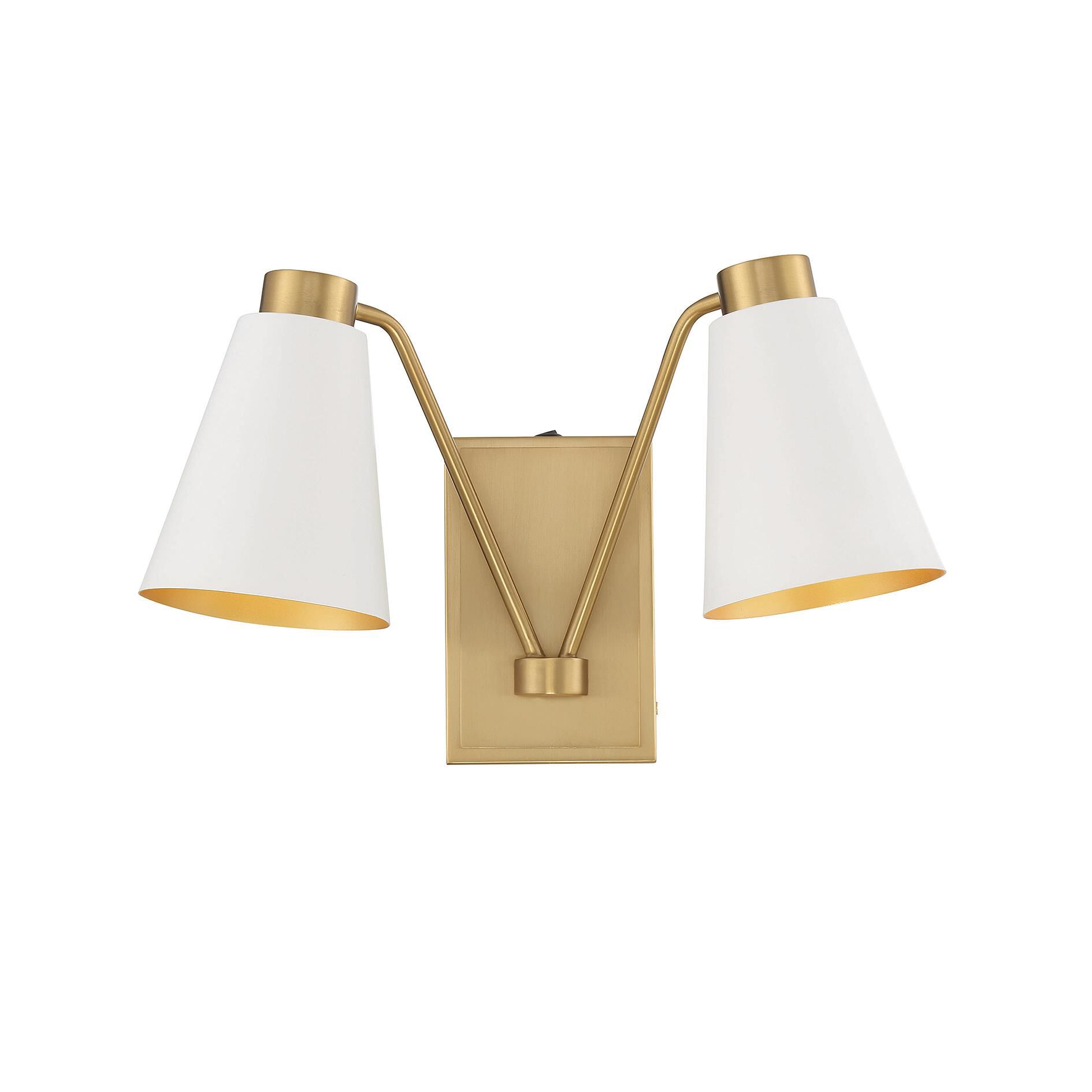Shown in White with Natural Brass finish and White Metal shade