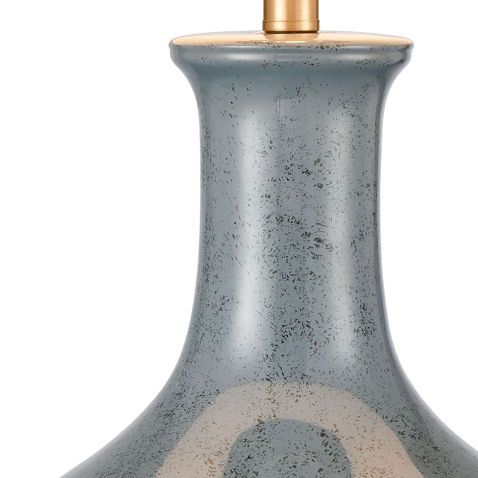 Shown in Blue finish and White Linen Shade glass and White Linen shade