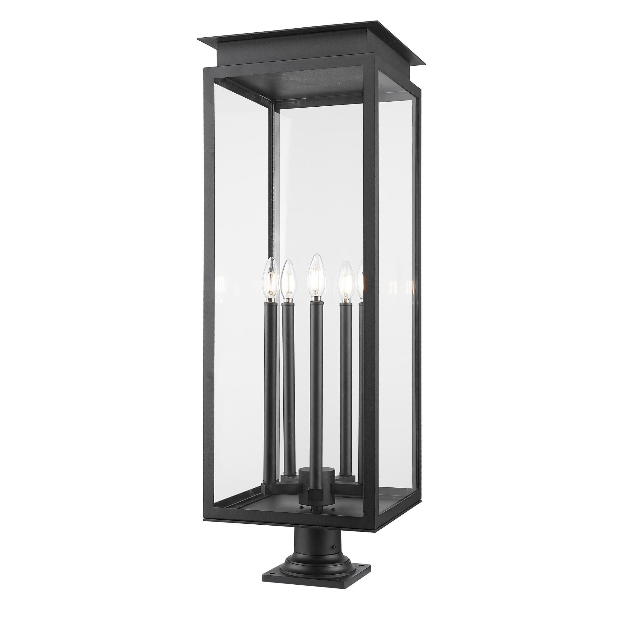 Shown in Black finish and Clear glass and Clear shade