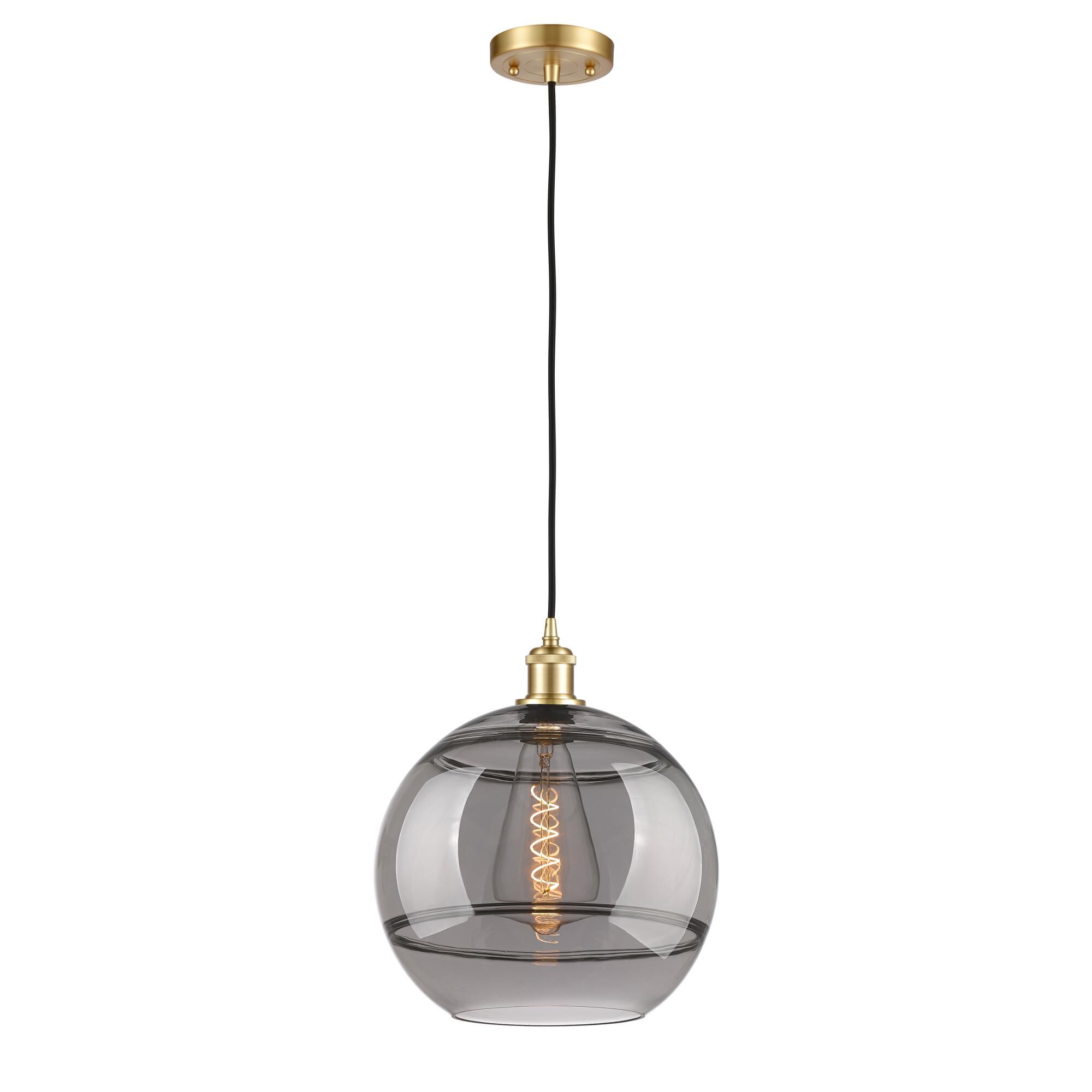 Shown in Satin Gold finish and Light Smoke glass
