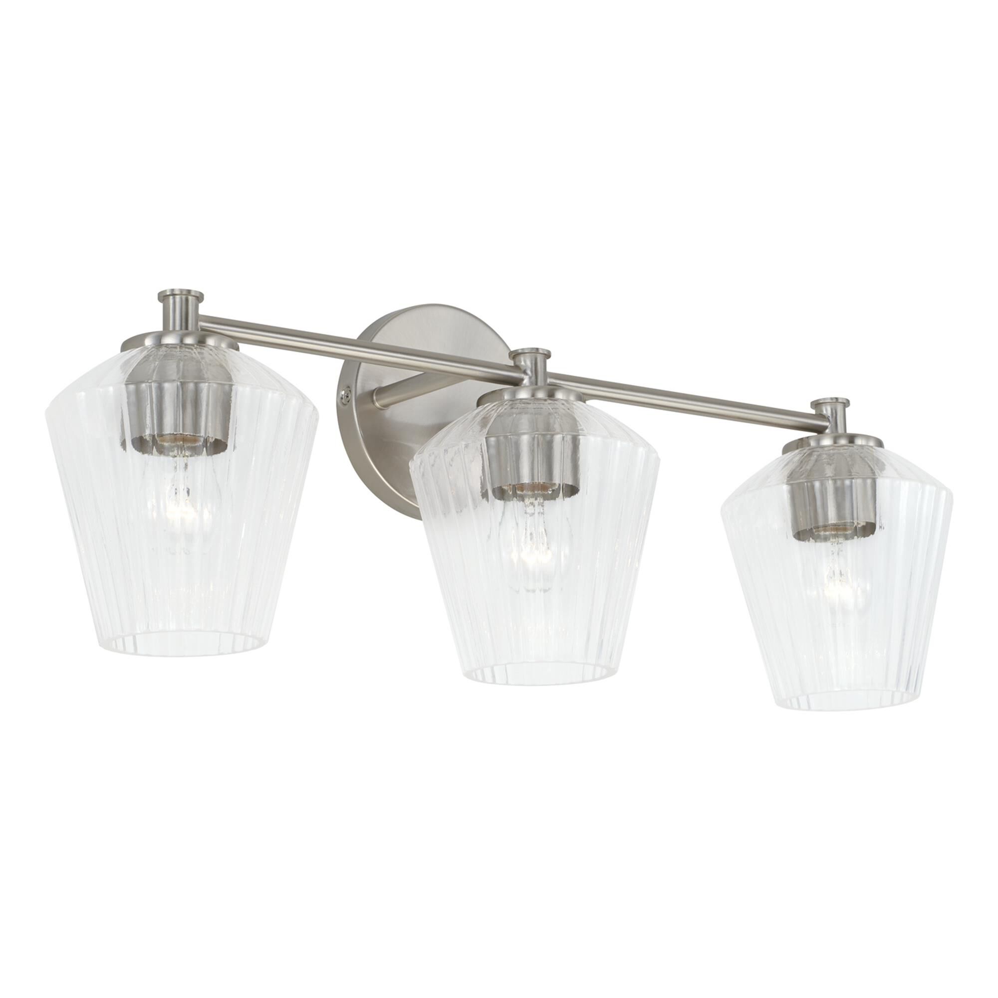 Shown in Brushed Nickel finish and Clear Fluted glass