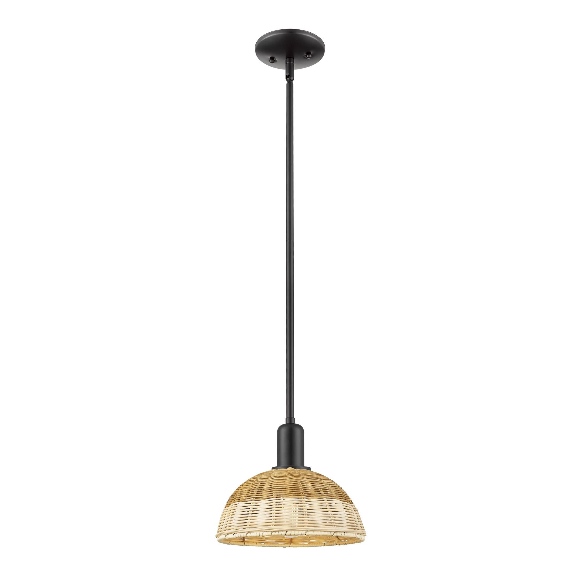 Shown in Matte Black finish and Natural Fiber shade