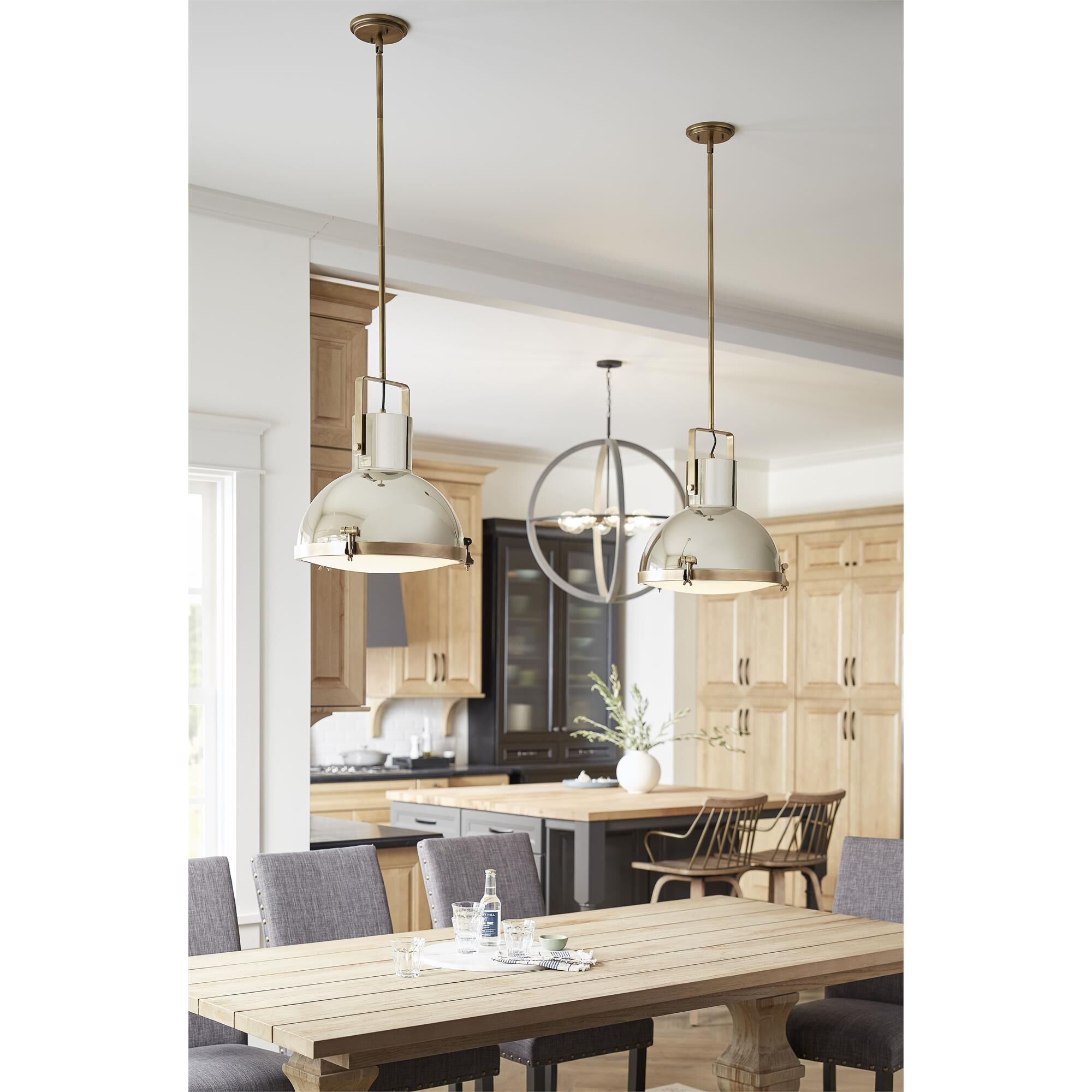 Shown in Heritage Brass finish and Etched Opal glass and Polished Nickel accent