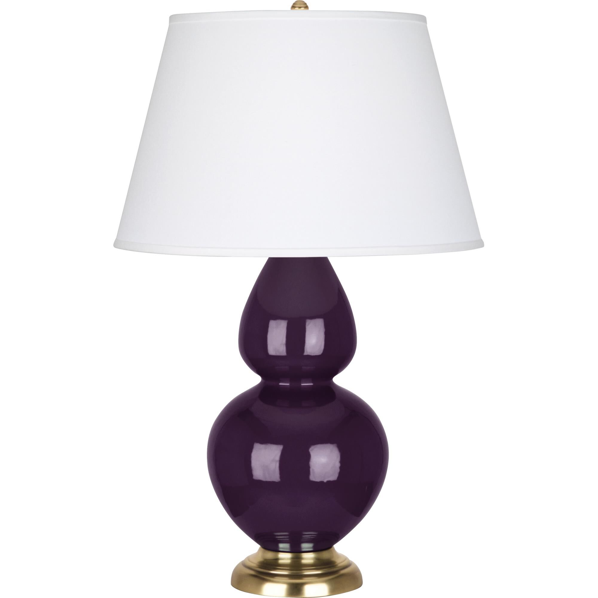Shown in Amethyst Glazed Ceramic finish and Pearl Dupioni Fabric shade